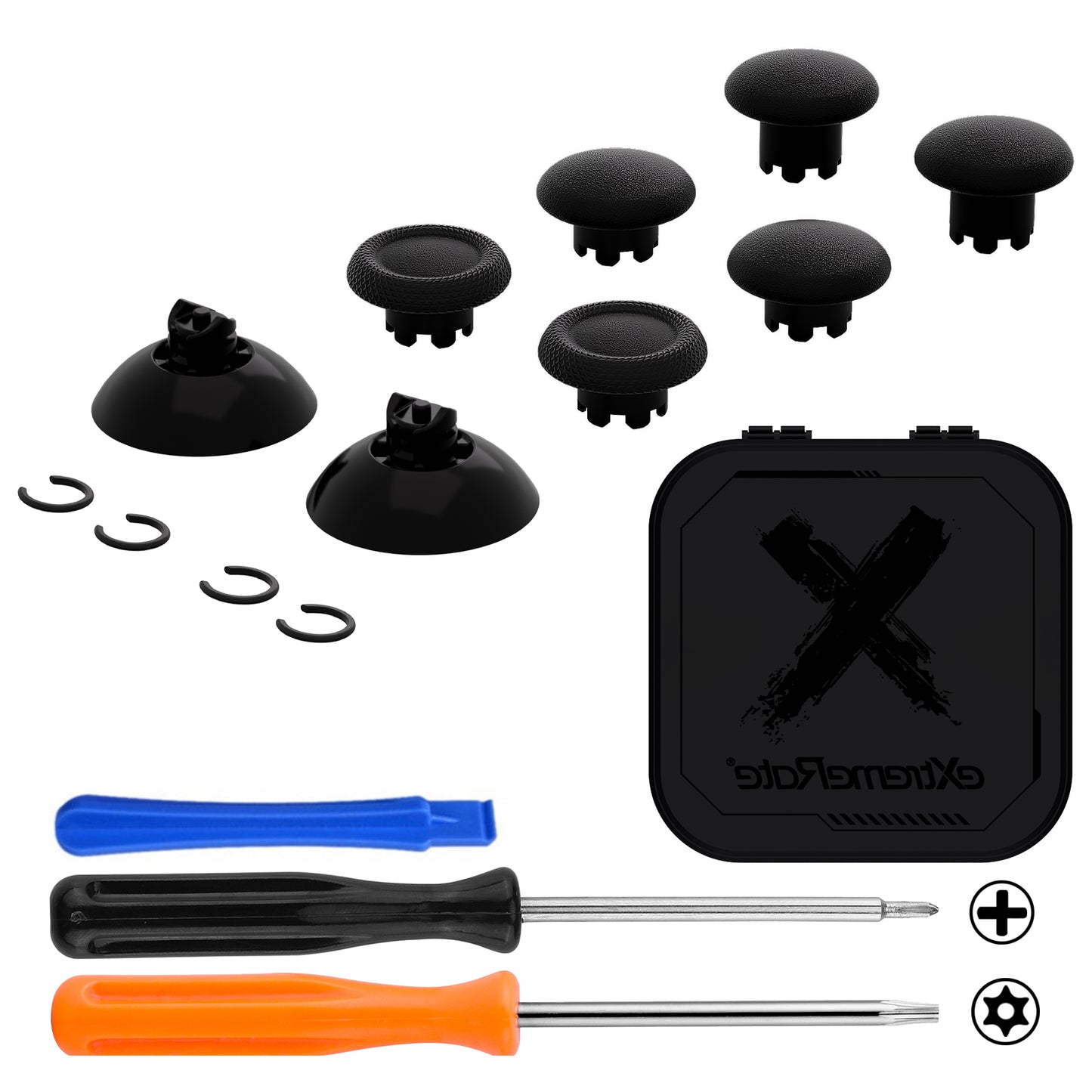 eXtremeRate EDGE Sticks Replacement Interchangeable Thumbsticks for Xbox Series X/S & Xbox Core & Xbox One X/S & Xbox Elite V1 & NS Switch Pro Controller - Black