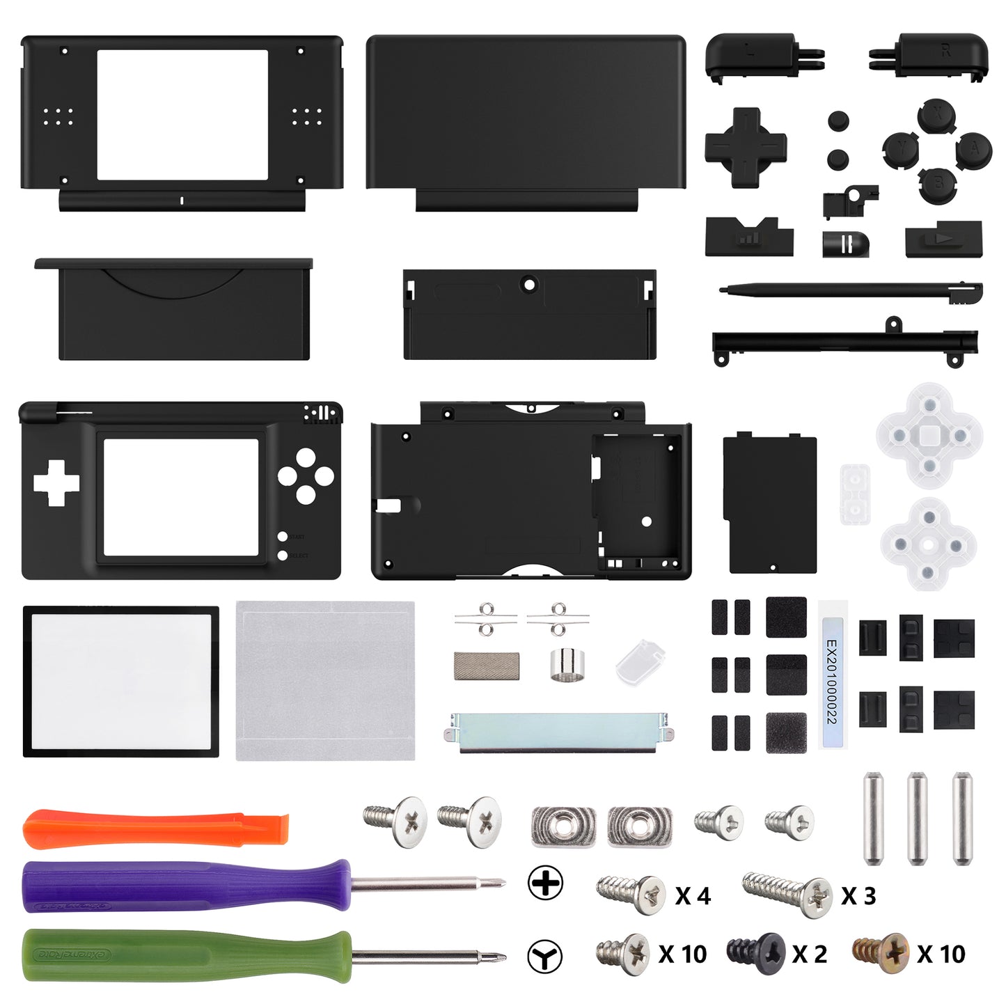 eXtremeRate Replacement Full Housing Shell & Buttons with Screen Lens for Nintendo DS Lite NDSL - Black