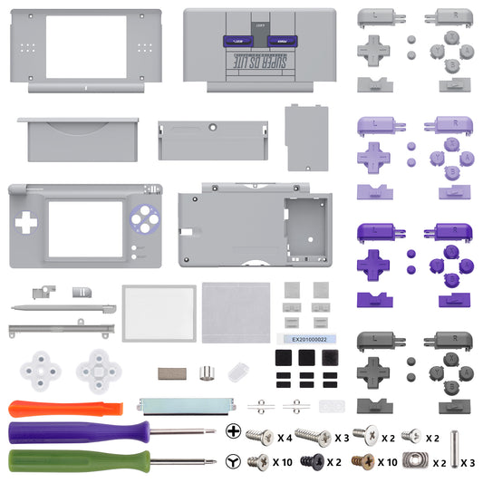 eXtremeRate Replacement Full Housing Shell & Buttons with Screen Lens for Nintendo DS Lite NDSL - Classic SNES Style