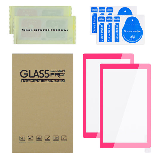 eXtremeRate 2 Pack Anti-Scratch Transparent HD Tempered Glass Screen Protector for Nintendo Switch Lite - Bright Pink