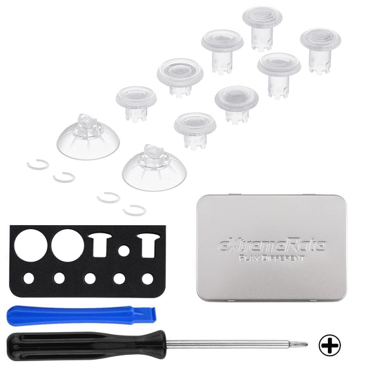 eXtremeRate ThumbsGear V3 Interchangeable Ergonomic Thumbstick for PS5 & PS4 Controller - Clear