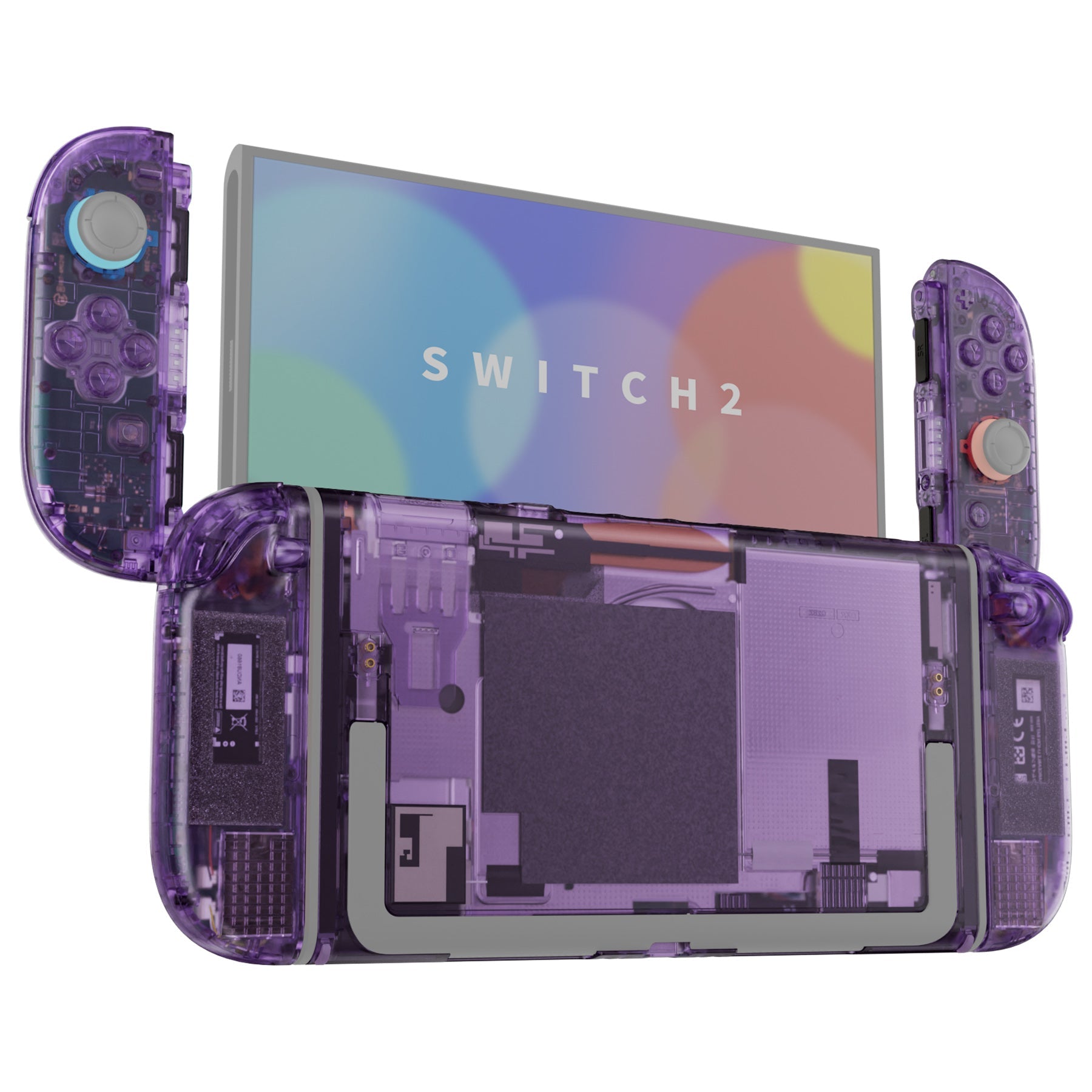 eXtremeRate DIY Replacement Full Set Shells with Buttons for Nintendo Switch 2 - Deluxe Version - Clear Atomic Purple eXtremeRate