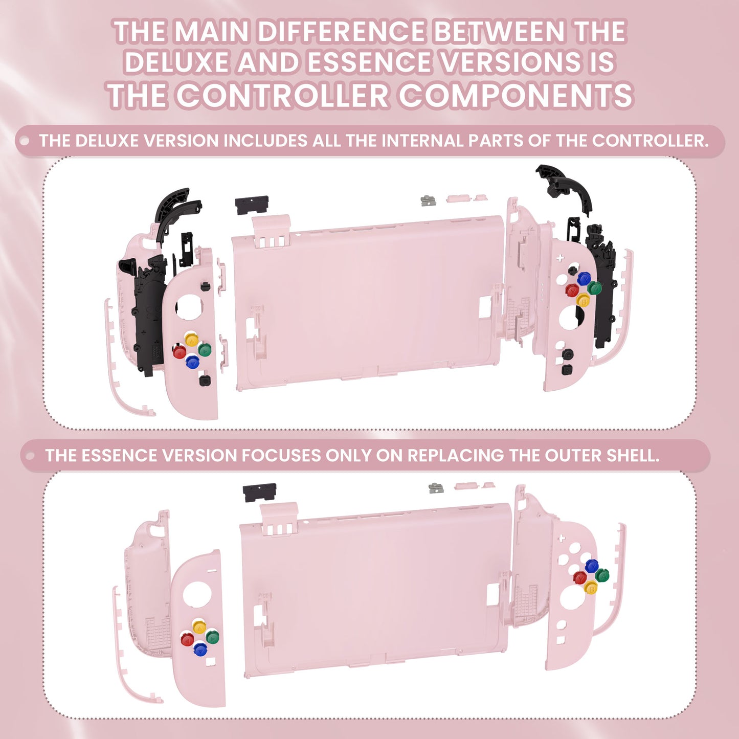 eXtremeRate DIY Replacement Full Set Shells with Buttons for Nintendo Switch 2 - Deluxe Version - Cherry Blossoms Pink