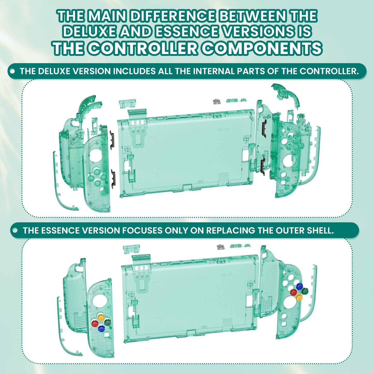 eXtremeRate DIY Replacement Full Set Shells with Buttons for Nintendo Switch 2 - Essence Version - Emerald Green