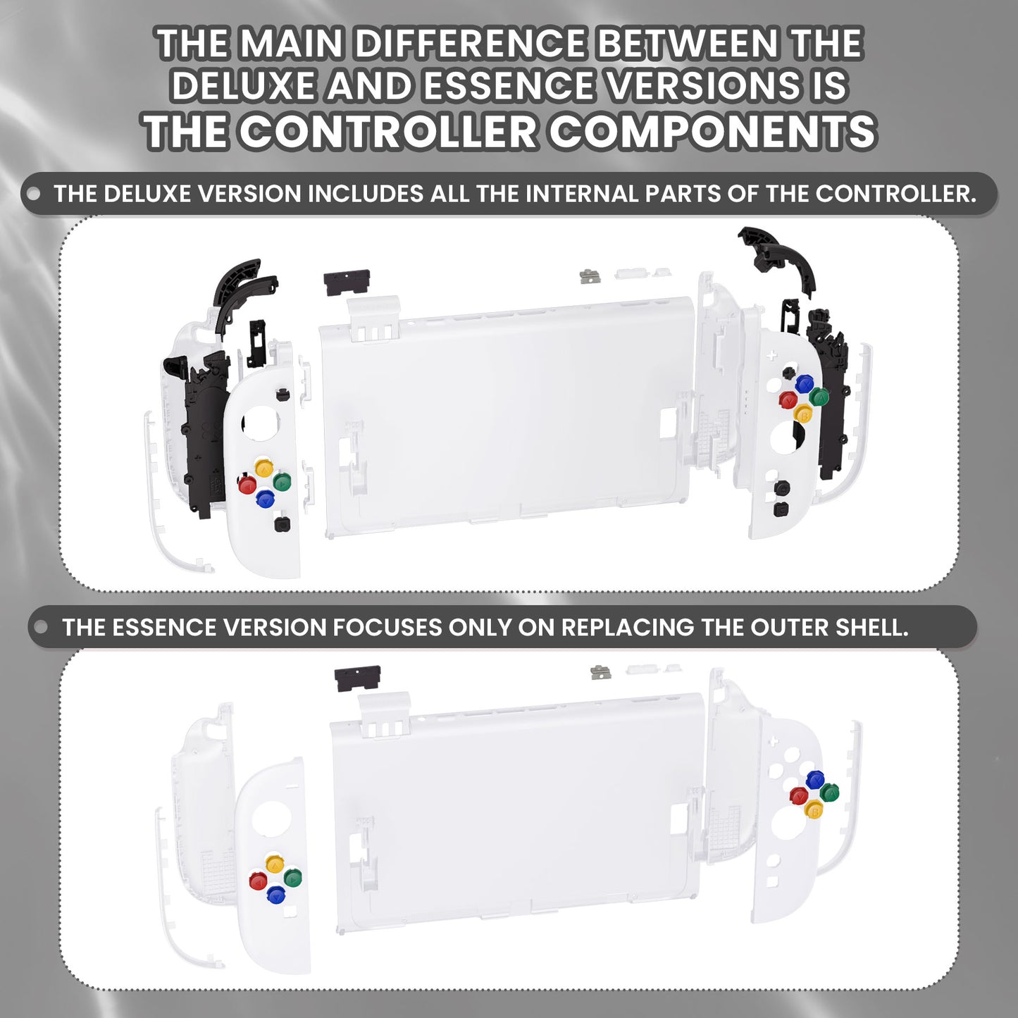 eXtremeRate DIY Replacement Full Set Shells with Buttons for Nintendo Switch 2 - Essence Version - White