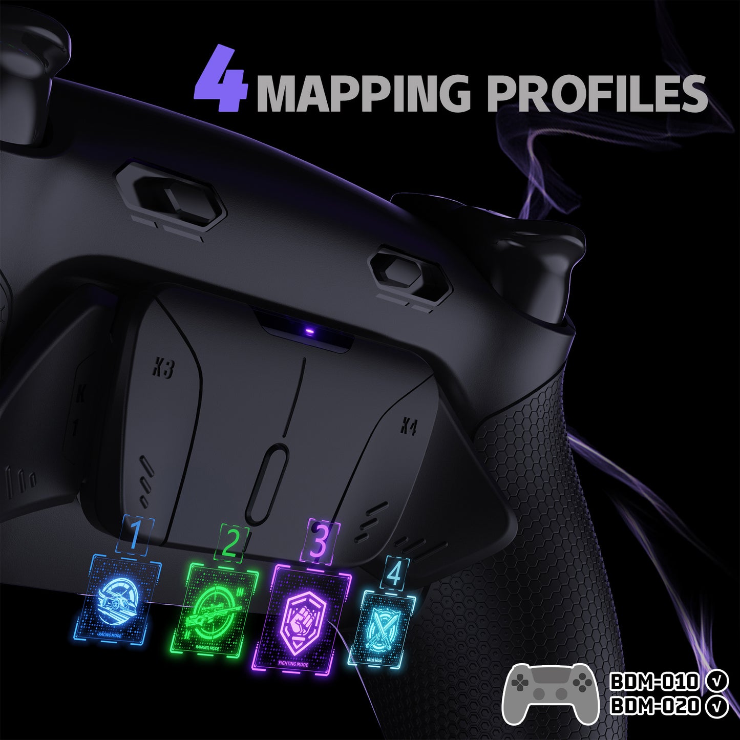 eXtremeRate RISE4 Plus MAX Back Paddles Kit with Clicky Trigger Stops & Rubberized Grip for PS5 Controller BDM-010/020 - Black