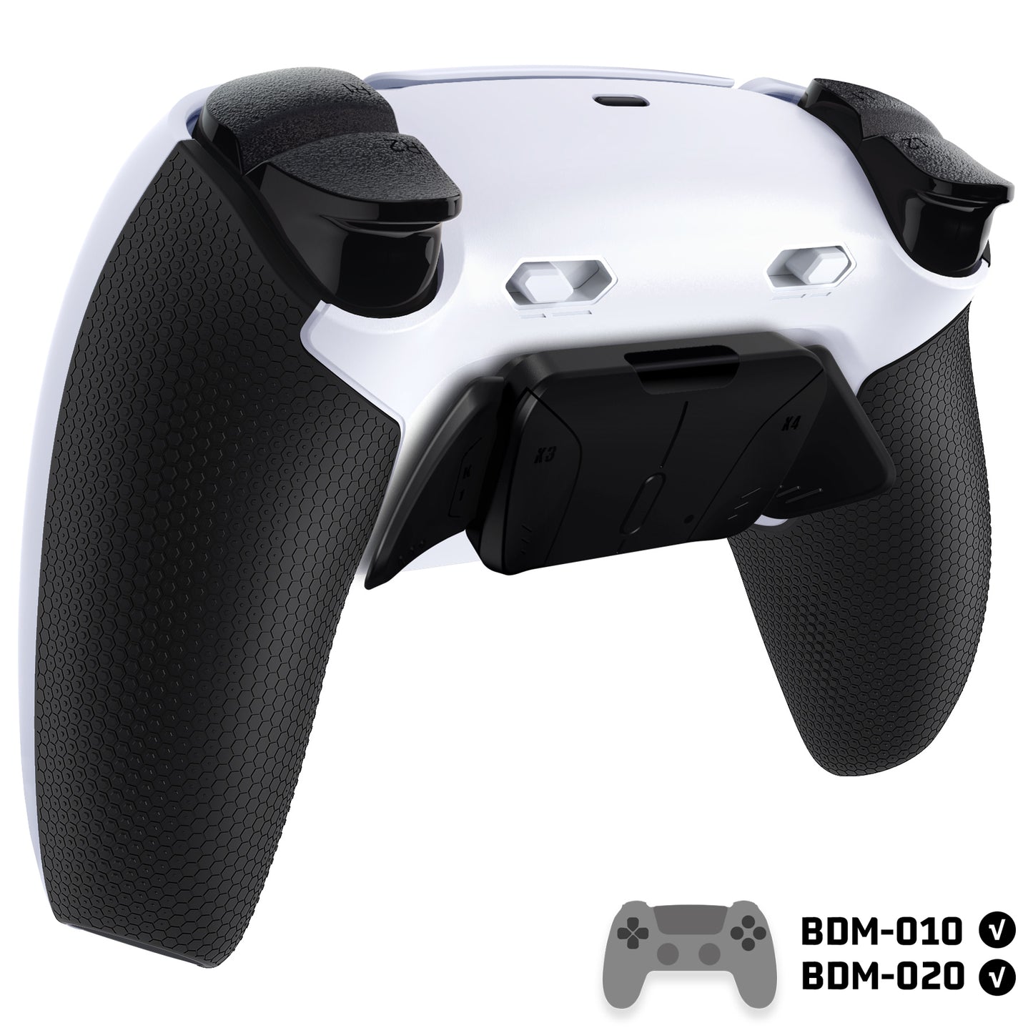 eXtremeRate RISE4 Plus MAX Back Paddles Kit with Clicky Trigger Stops & Rubberized Grip for PS5 Controller BDM-010/020 - White Black - Black