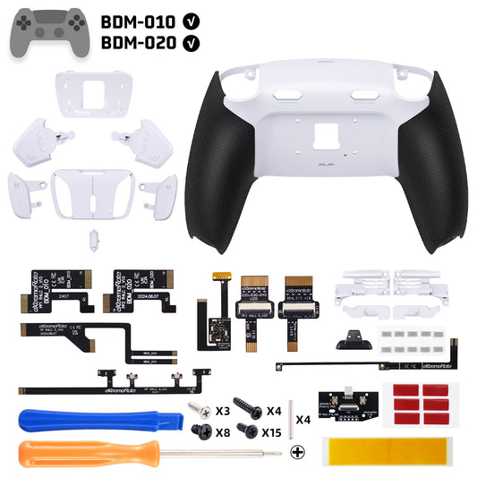 eXtremeRate RISE4 Plus MAX Back Paddles Kit with Clicky Trigger Stops & Rubberized Grip for PS5 Controller BDM-010/020 - White Black - White
