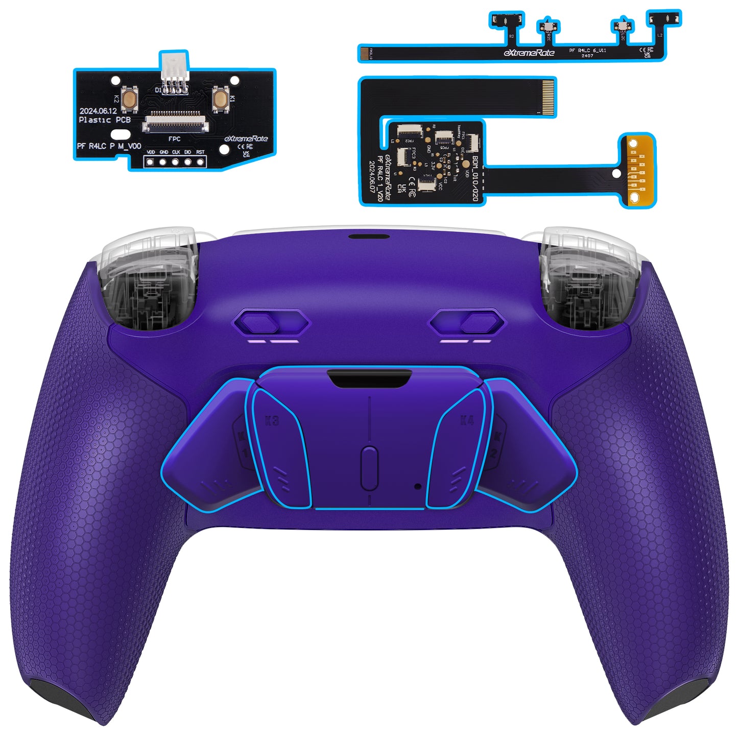 eXtremeRate RISE4 Plus MAX Back Paddles Kit with Clicky Trigger Stops & Rubberized Grip for PS5 Controller BDM-010/020 - Galactic Purple