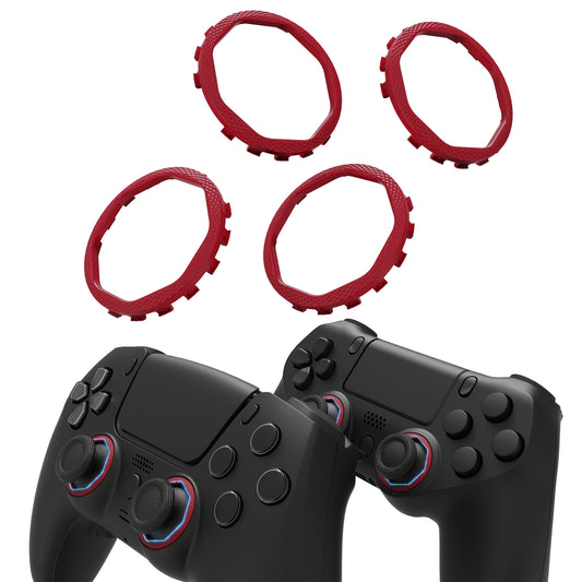 eXtremeRate Redesigned Octagonal Gated Sticks Accent Rings for eXtremeRate Luna Shell for PS5 Controller, Replacement Accessory for eXtremeRate Ghost Shell for PS4 Controller - Not for Standard Faceplate - Carmine Red