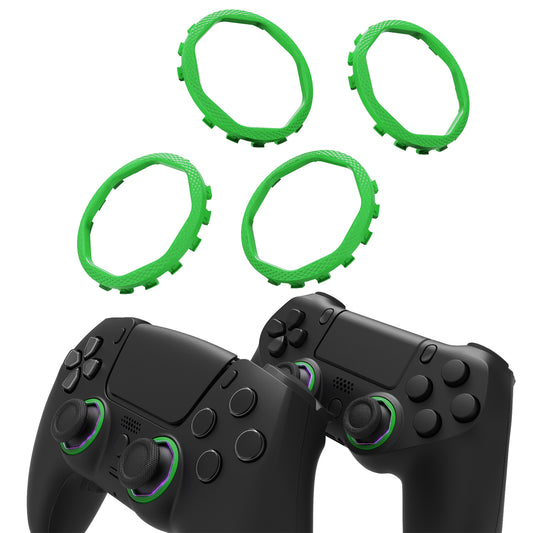 eXtremeRate Redesigned Octagonal Gated Sticks Accent Rings for eXtremeRate Luna Shell for PS5 Controller, Replacement Accessory for eXtremeRate Ghost Shell for PS4 Controller - Not for Standard Faceplate - Green