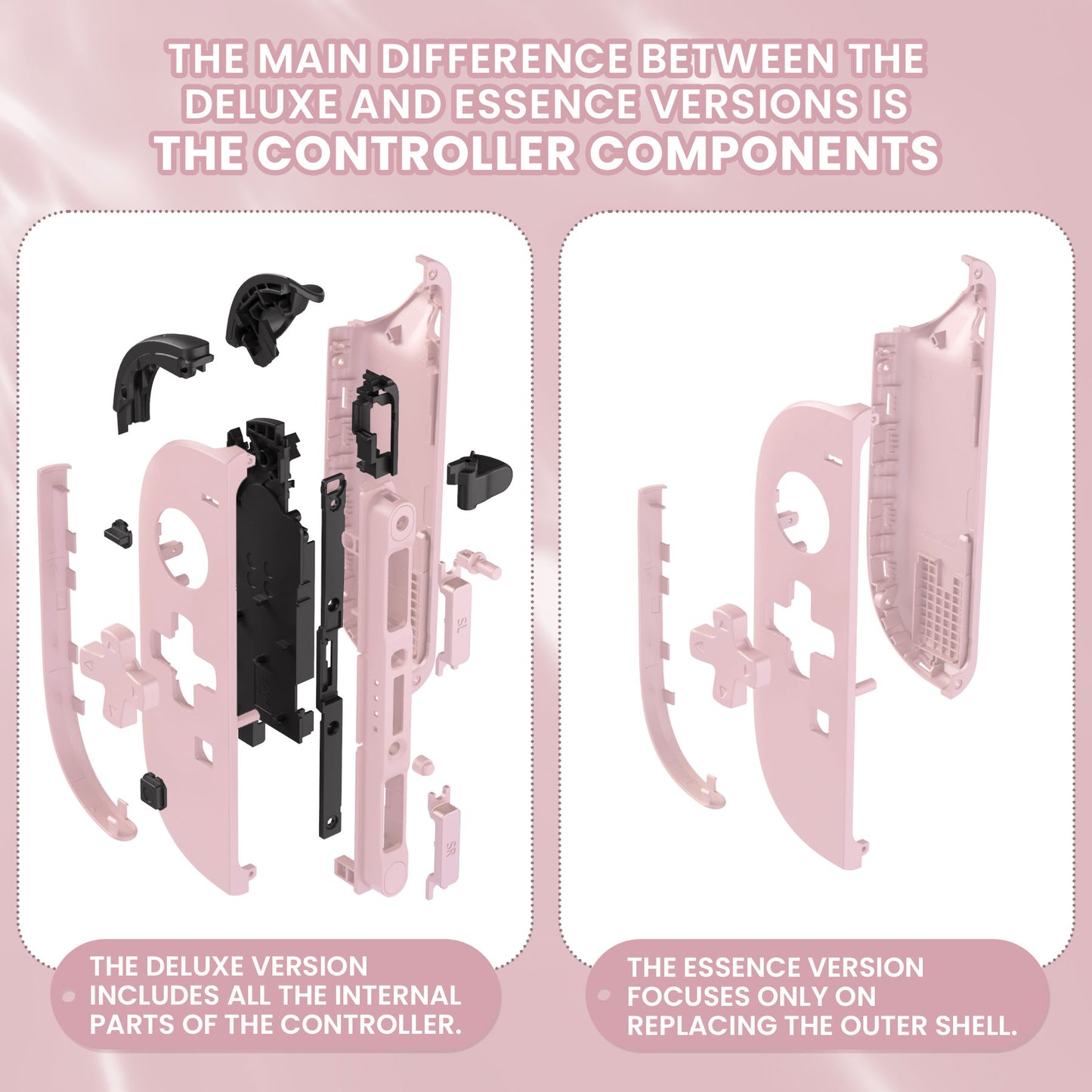 eXtremeRate D-Pad Version Replacement Full Set Shell Case with Buttons for Joycon 2 of Nintendo Switch 2 - Deluxe Version - Cherry Blossoms Pink