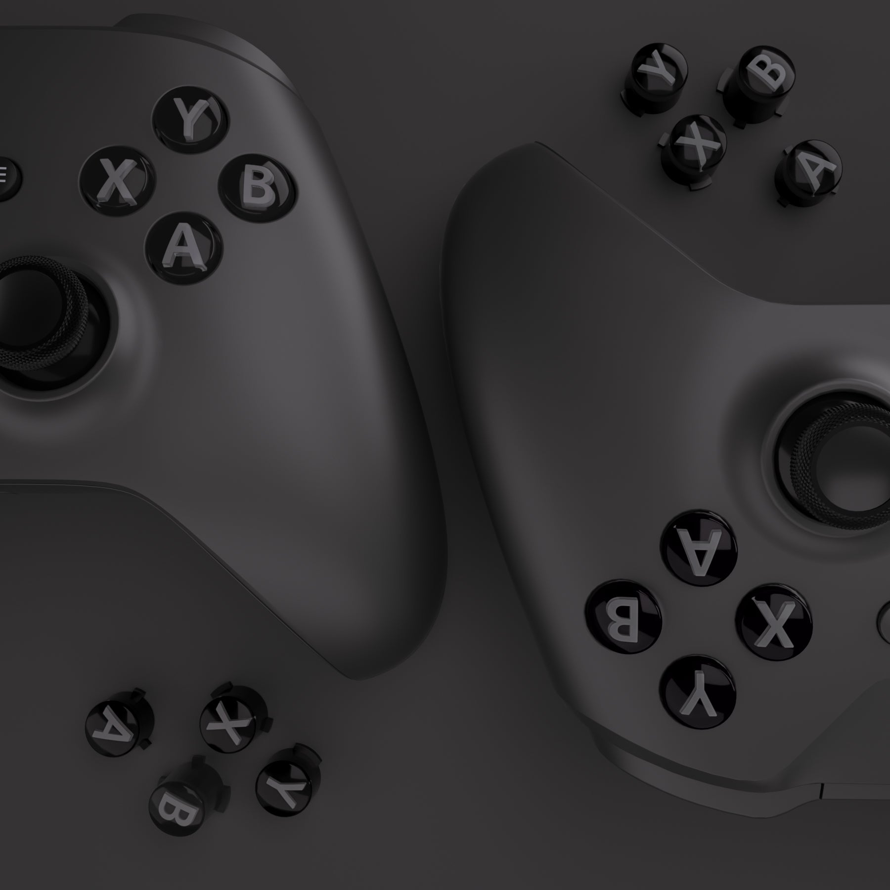 eXtremeRate Retail Three-Tone Black & Clear & Classic Gray ABXY Action Buttons with Classic Symbols for Xbox Series X & S Controller & Xbox One S/X & Xbox One Elite V1/V2 Controller - JDX3M019