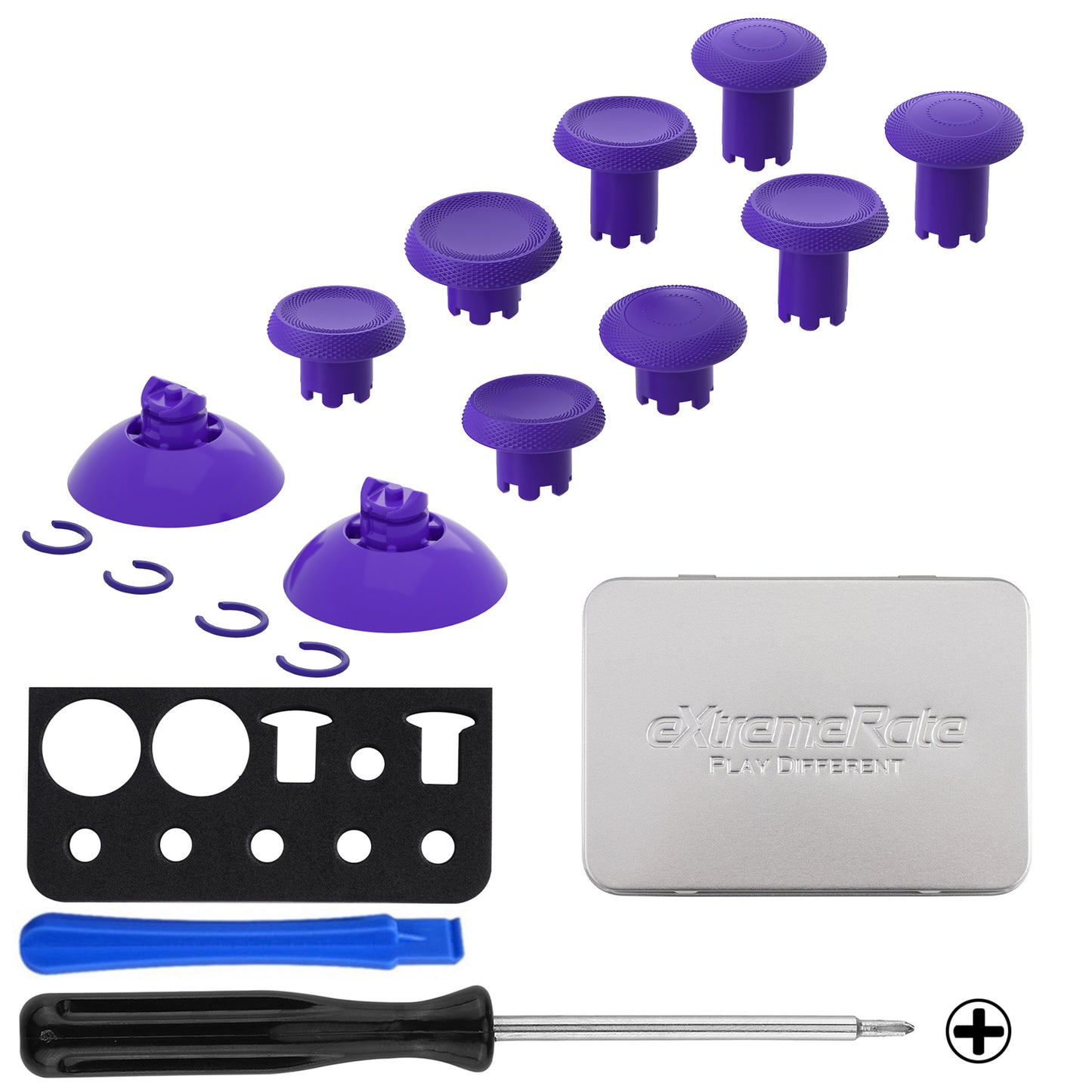 eXtremeRate ThumbsGear V3 Interchangeable Thumbsticks for Xbox Core Controller & Xbox One S/X/Elite Controller & Nintendo Switch Pro Controller - Purple