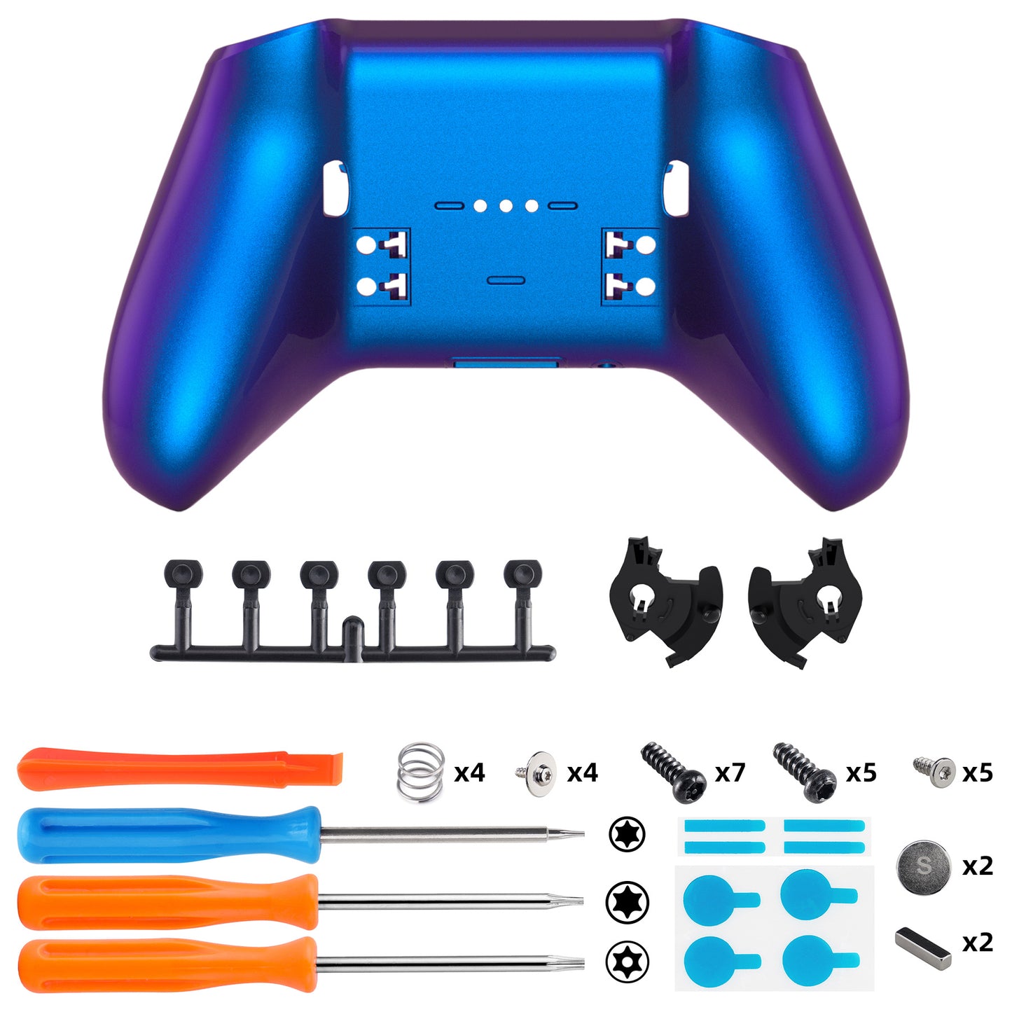 eXtremeRate Replacement Bottom Shell Case for Xbox Elite Series 2 & Elite Series 2 Core Controller Model 1797 - Chameleon Purple Blue