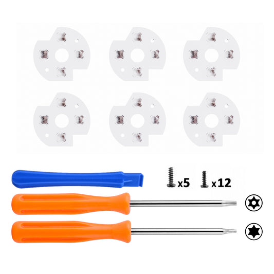 eXtremeRate Retail 6 pcs Dpad Button Conductive Metel Patch Pad for Xbox One & Xbox One S/X & Xbox One Elite V1/V2 & Xbox Series X/S Controller - GRA00003GC