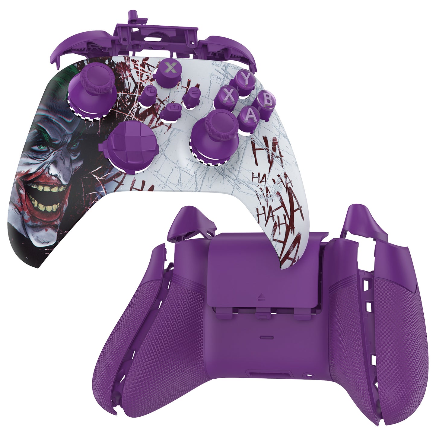 eXtremeRate ASR Version Performance Rubberized Full Set Shell Buttons with Redesigned Grip Diamond Texture Handles Backplate Case for Xbox Series X/S Controller & Xbox Core Controller - Clown HAHAHA