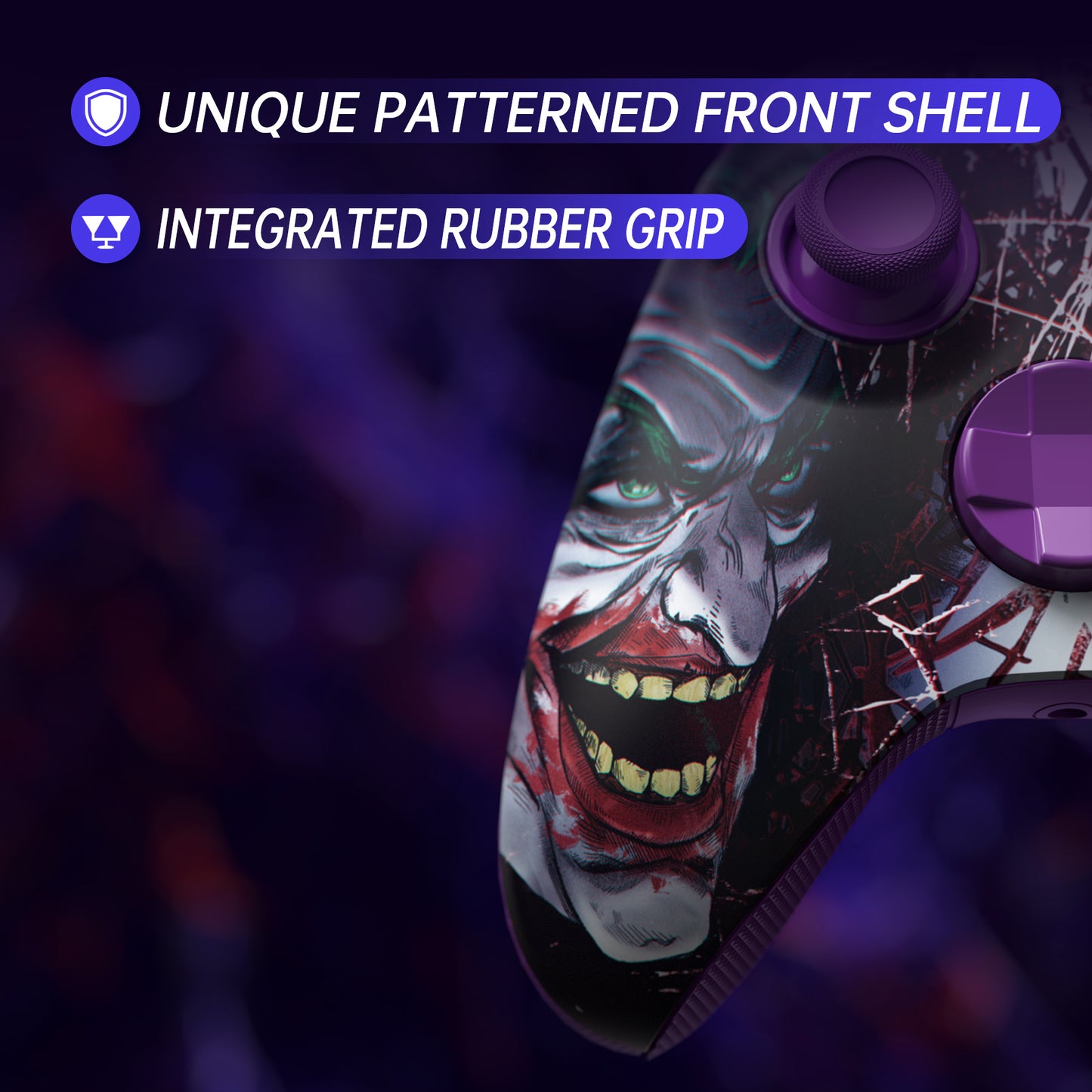 eXtremeRate ASR Version Performance Rubberized Full Set Shell Buttons with Redesigned Grip Diamond Texture Handles Backplate Case for Xbox Series X/S Controller & Xbox Core Controller - Clown HAHAHA