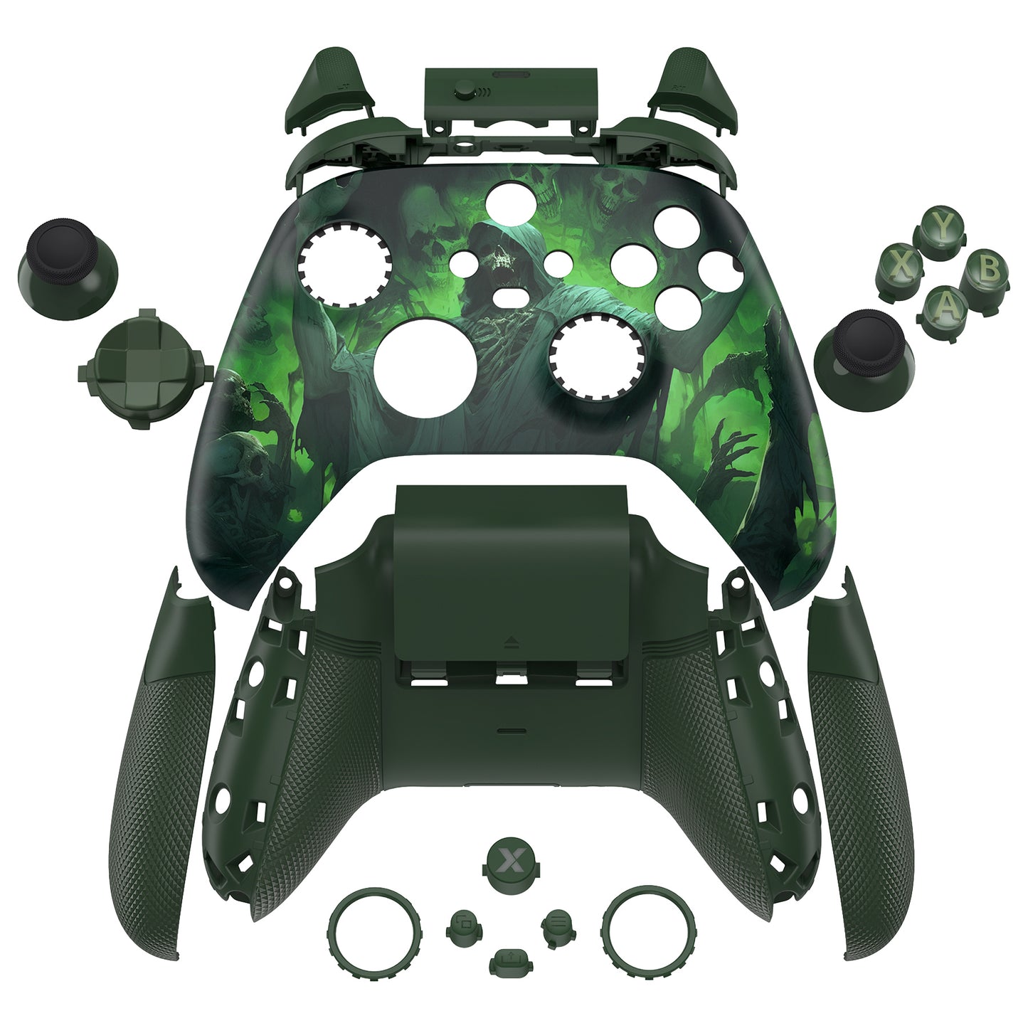 eXtremeRate ASR Version Performance Rubberized Full Set Shell Buttons with Redesigned Grip Diamond Texture Handles Backplate Case for Xbox Series X/S Controller & Xbox Core Controller - Dark Carnival