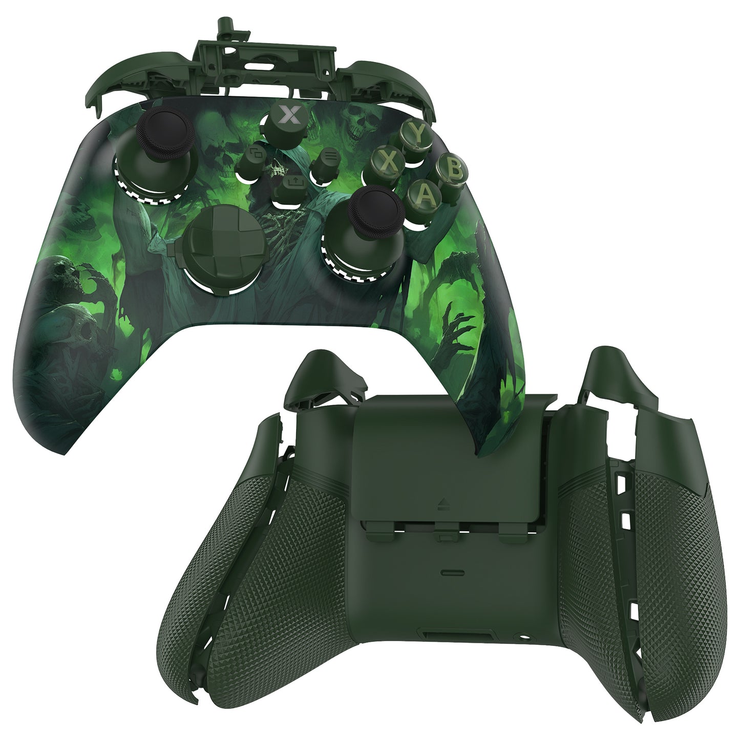 eXtremeRate ASR Version Performance Rubberized Full Set Shell Buttons with Redesigned Grip Diamond Texture Handles Backplate Case for Xbox Series X/S Controller & Xbox Core Controller - Dark Carnival