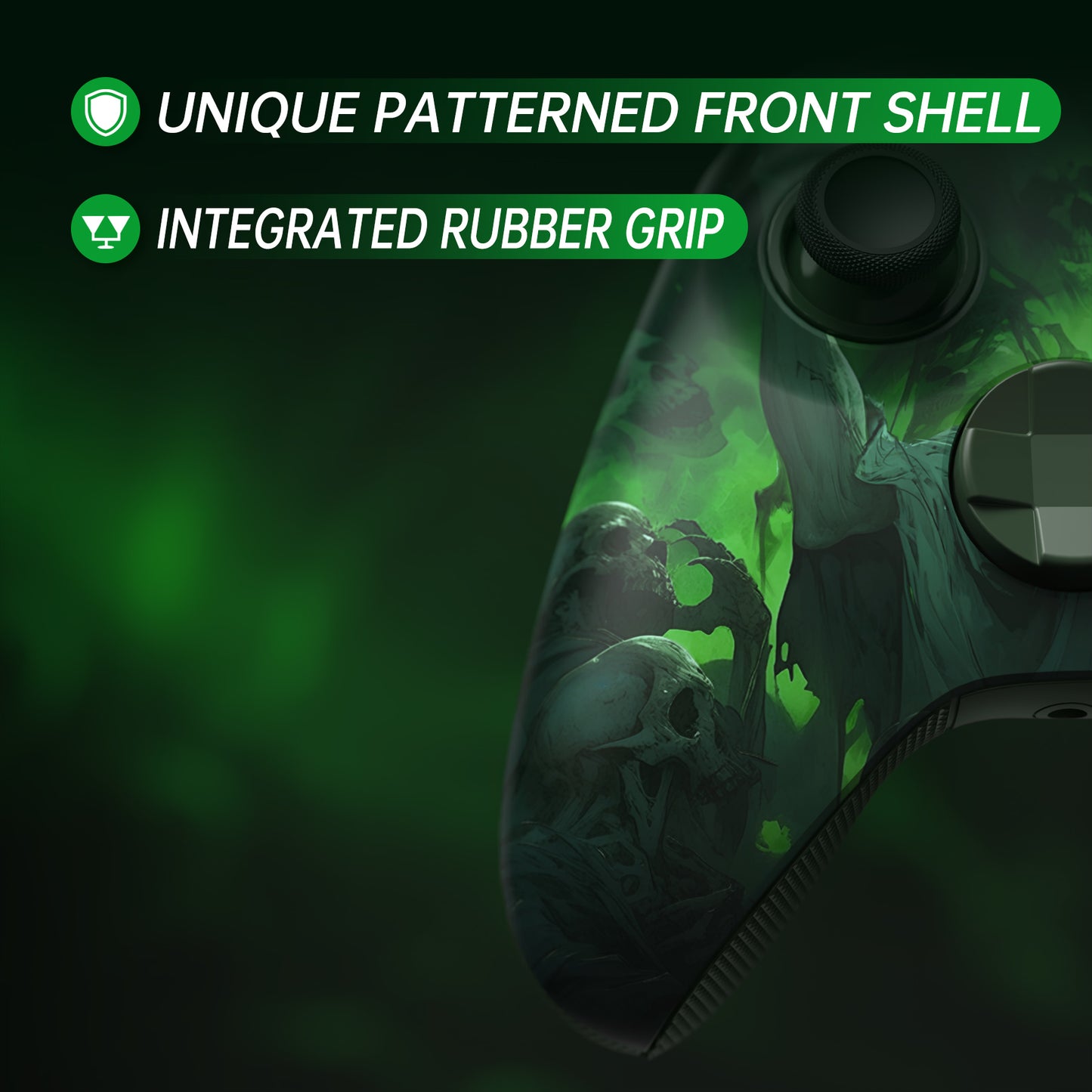 eXtremeRate ASR Version Performance Rubberized Full Set Shell Buttons with Redesigned Grip Diamond Texture Handles Backplate Case for Xbox Series X/S Controller & Xbox Core Controller - Dark Carnival