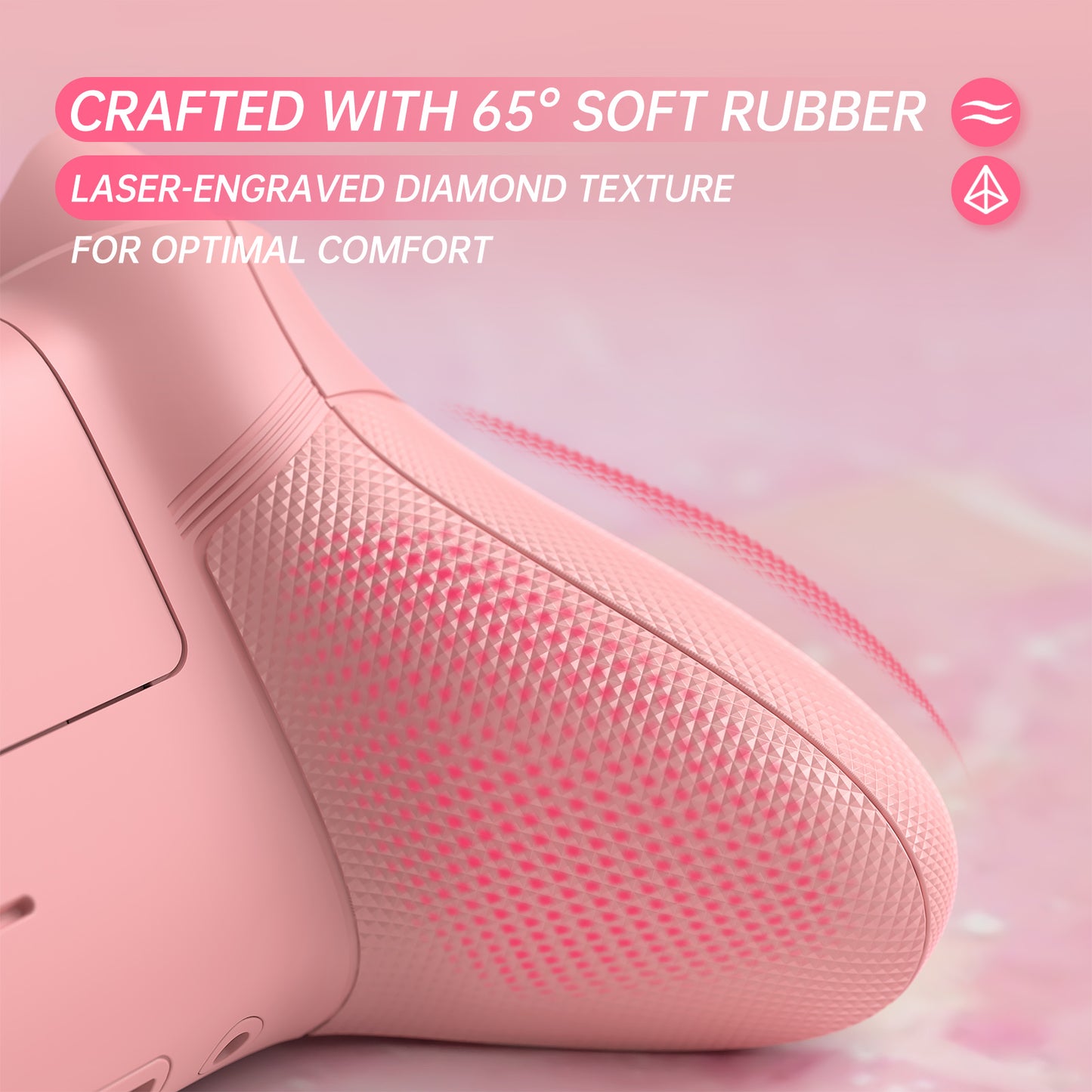 eXtremeRate ASR Version Performance Rubberized Full Set Shell Buttons with Redesigned Grip Diamond Texture Handles Backplate Case for Xbox Series X/S Controller & Xbox Core Controller - Pinky Jellyfish Heaven