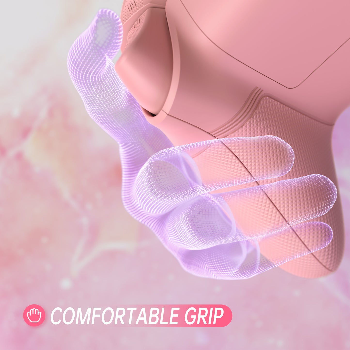 eXtremeRate ASR Version Performance Rubberized Full Set Shell Buttons with Redesigned Grip Diamond Texture Handles Backplate Case for Xbox Series X/S Controller & Xbox Core Controller - Pinky Jellyfish Heaven