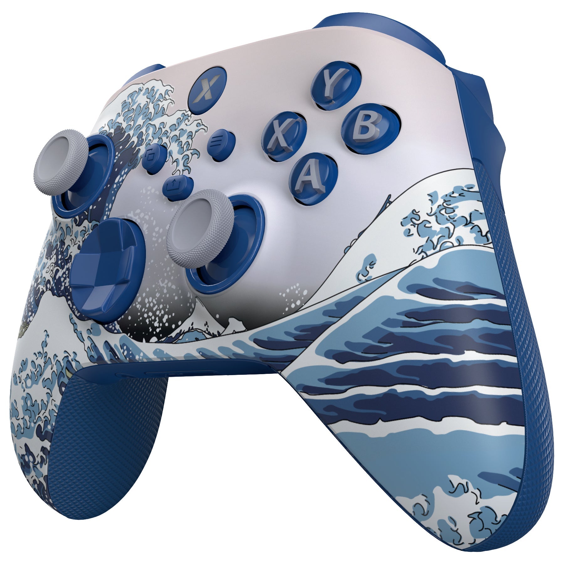 eXtremeRate ASR Version Performance Rubberized Full Set Shell Buttons with Redesigned Grip Diamond Texture Handles Backplate Case for Xbox Series X/S Controller & Xbox Core Controller - The Great Wave eXtremeRate