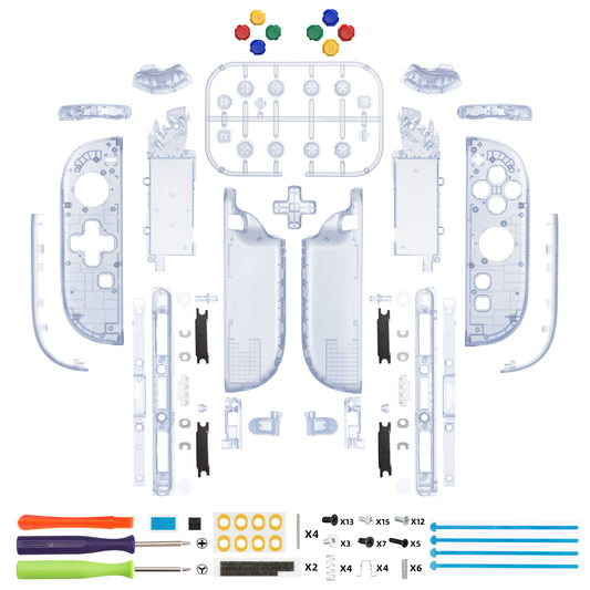 eXtremeRate D-Pad Version Replacement Full Set Shell Case with Buttons for Joycon 2 of Nintendo Switch 2 - Deluxe Version - Clear Glacier Blue