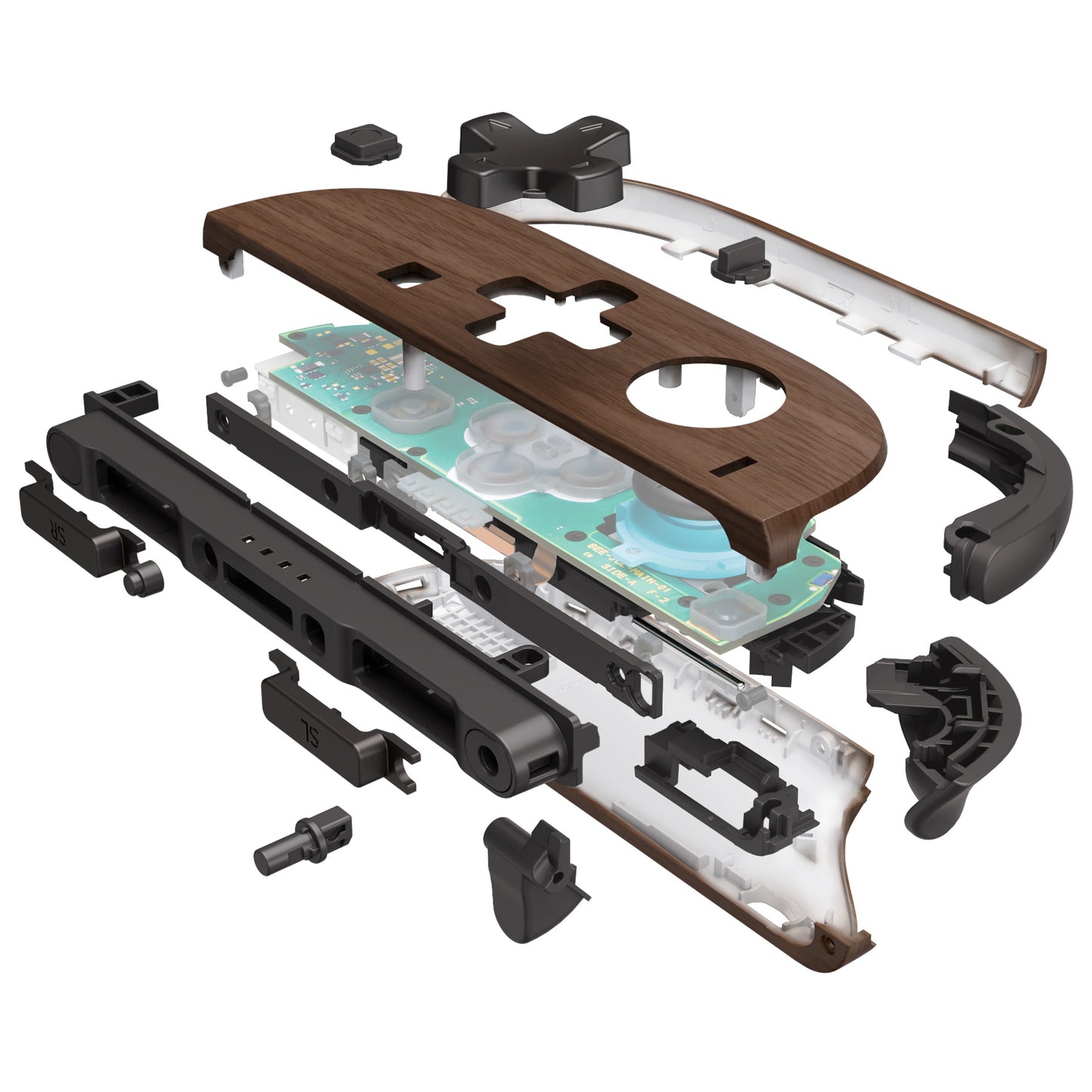 eXtremeRate D-Pad Version Replacement Full Set Shell Case with Buttons for Joycon 2 of Nintendo Switch 2 - Deluxe Version - Wood Grain