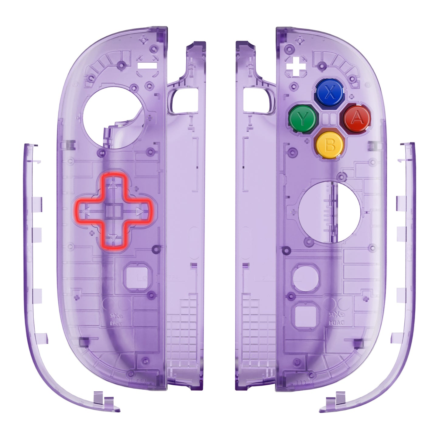 eXtremeRate D-Pad Version Replacement Full Set Shell Case with Buttons for Joycon 2 of Nintendo Switch 2 - Essence Version - Clear Atomic Purple