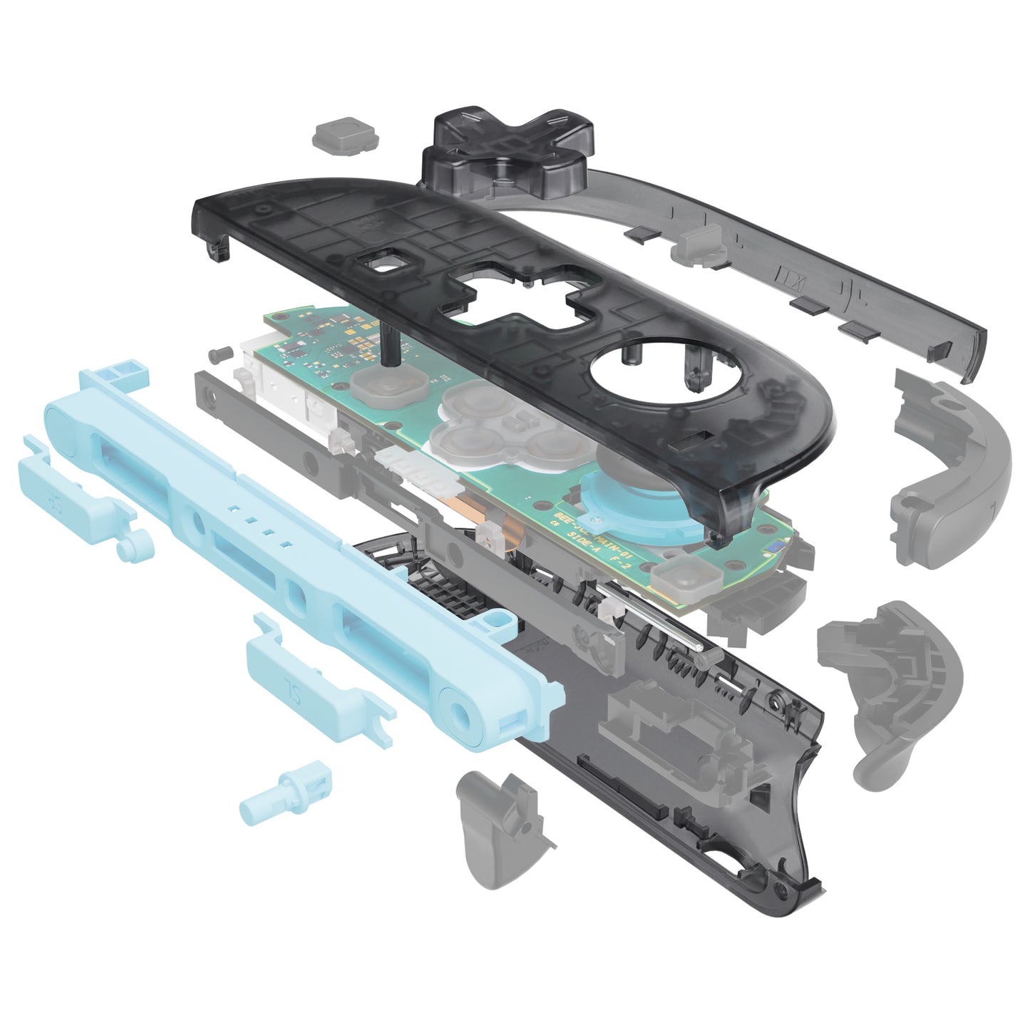 eXtremeRate D-Pad Version Replacement Full Set Shell Case with Buttons for Joycon 2 of Nintendo Switch 2 - Essence Version - Clear Slate Black