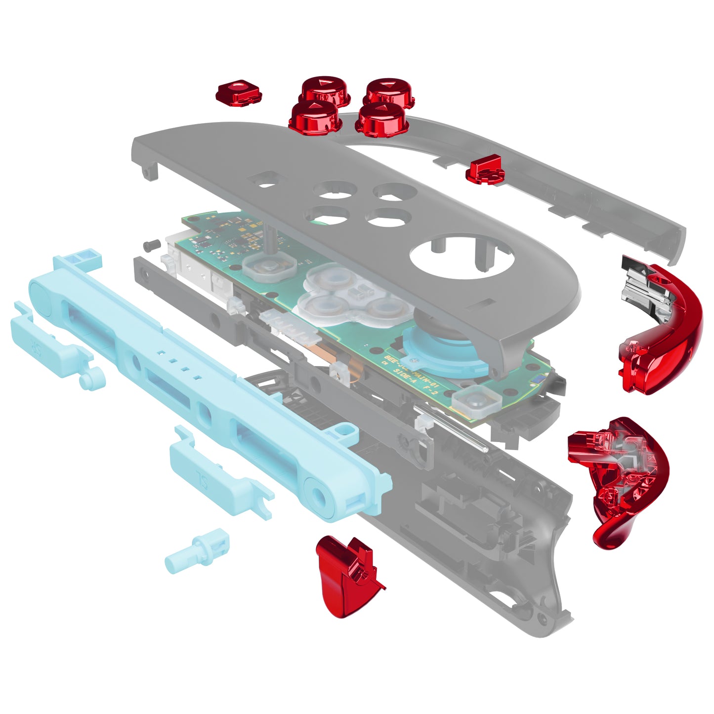 eXtremeRate DIY Replacement Full Set Buttons for Nintendo Switch 2 - Chrome Red