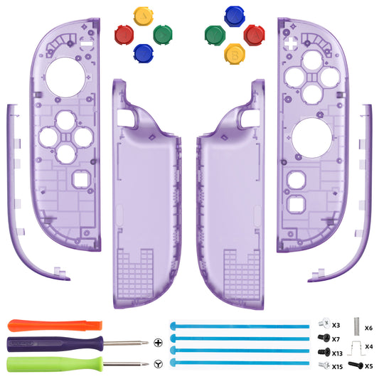 eXtremeRate DIY Replacement Full Set Shell Case with Buttons for Joycon 2 of Nintendo Switch 2 - Essence Version - Clear Atomic Purple