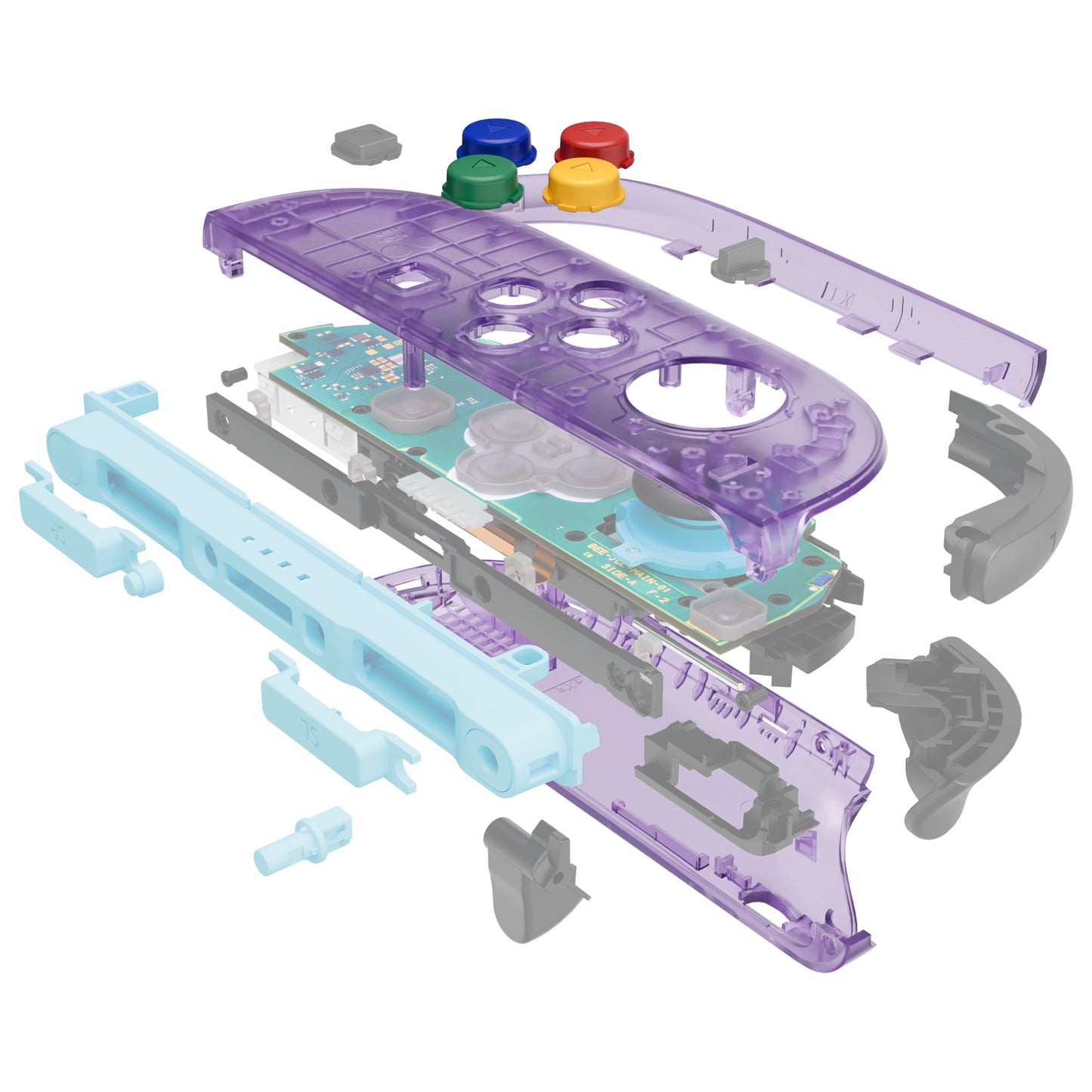 eXtremeRate DIY Replacement Full Set Shell Case with Buttons for Joycon 2 of Nintendo Switch 2 - Essence Version - Clear Atomic Purple