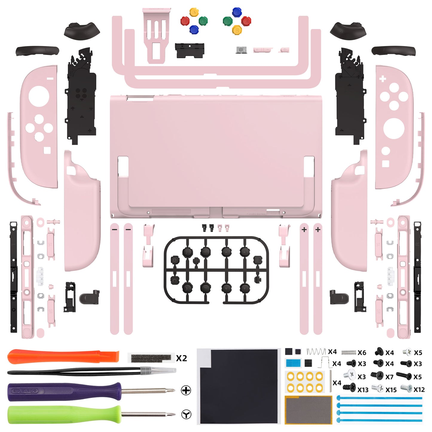 eXtremeRate DIY Replacement Full Set Shells with Buttons for Nintendo Switch 2 - Deluxe Version - Cherry Blossoms Pink