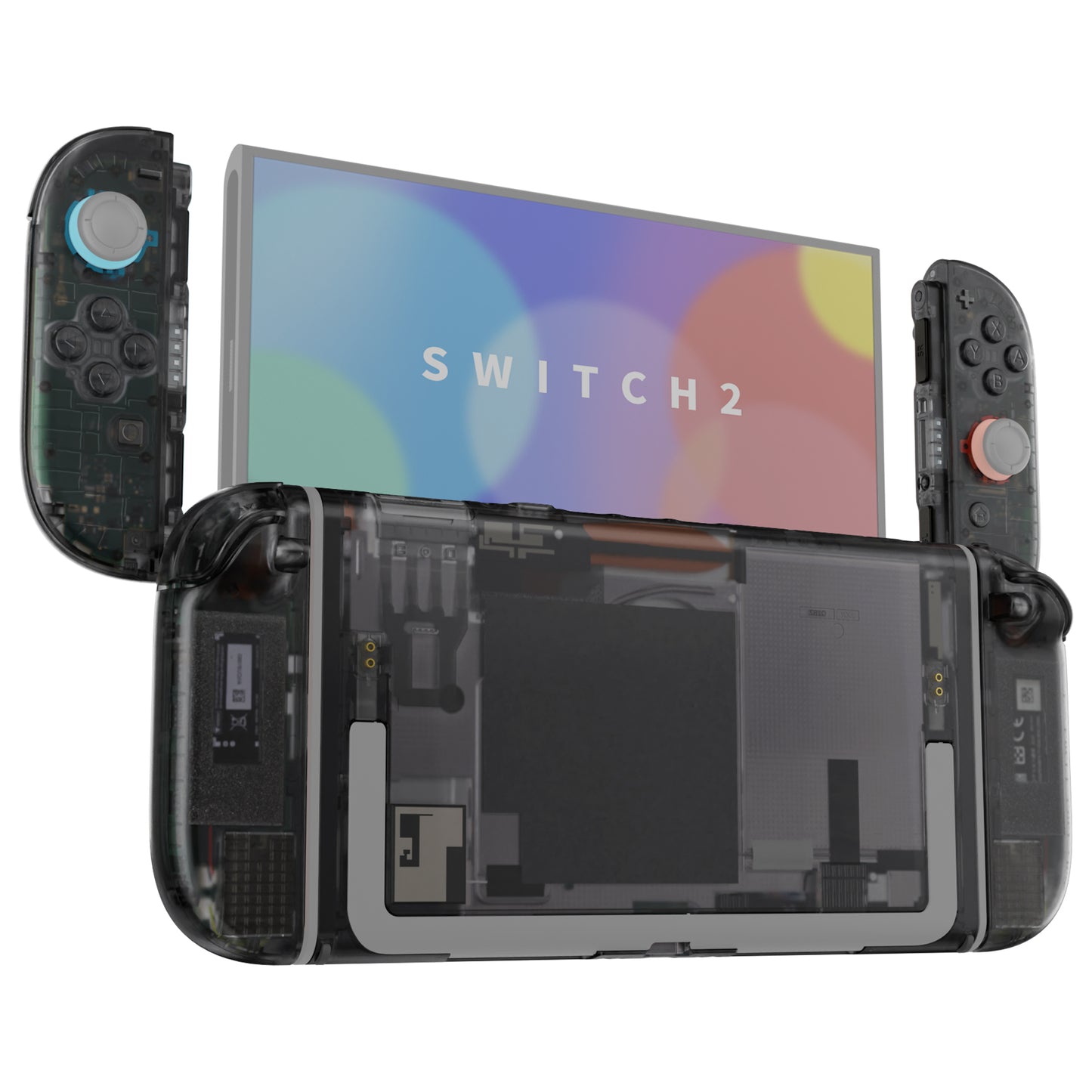 eXtremeRate DIY Replacement Full Set Shells with Buttons for Nintendo Switch 2 - Deluxe Version - Clear Slate Black