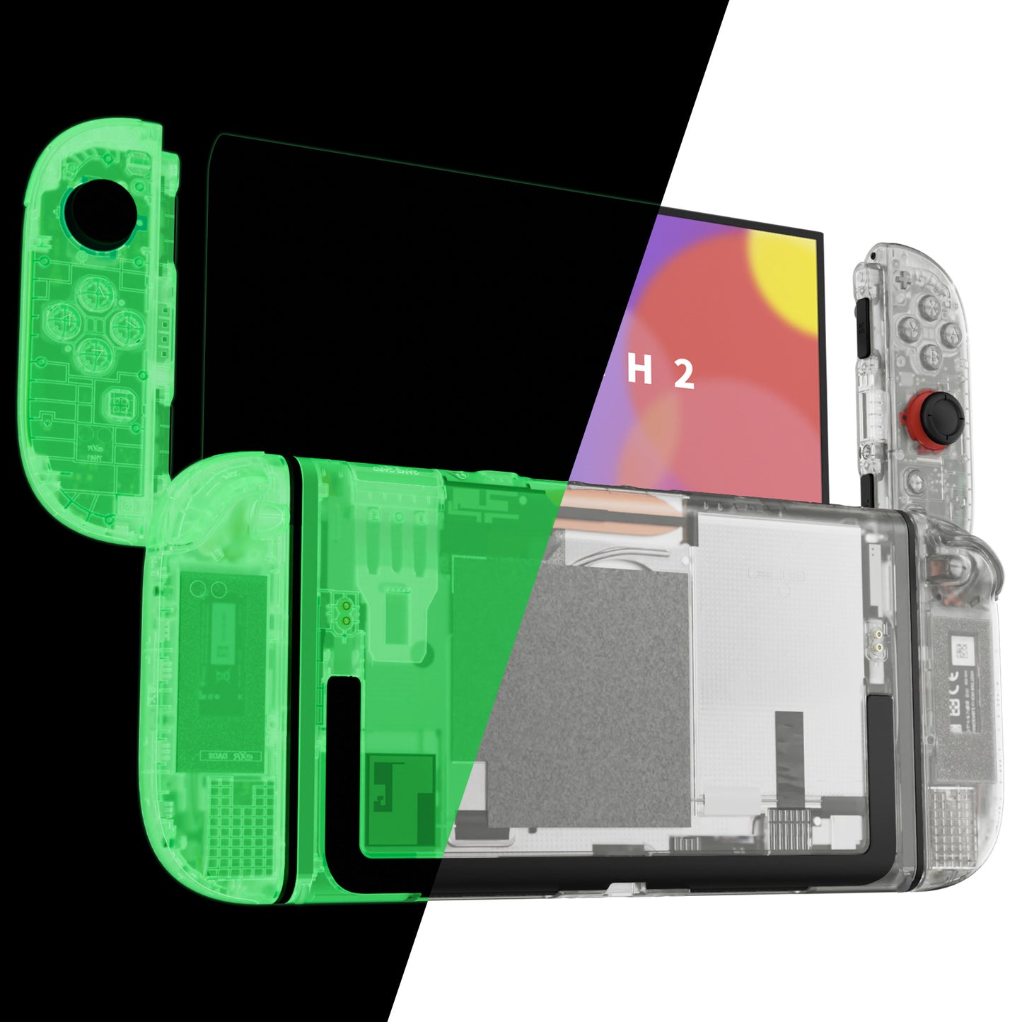 eXtremeRate DIY Replacement Full Set Shells with Buttons for Nintendo Switch 2 - Deluxe Version - Glow in Dark - Green