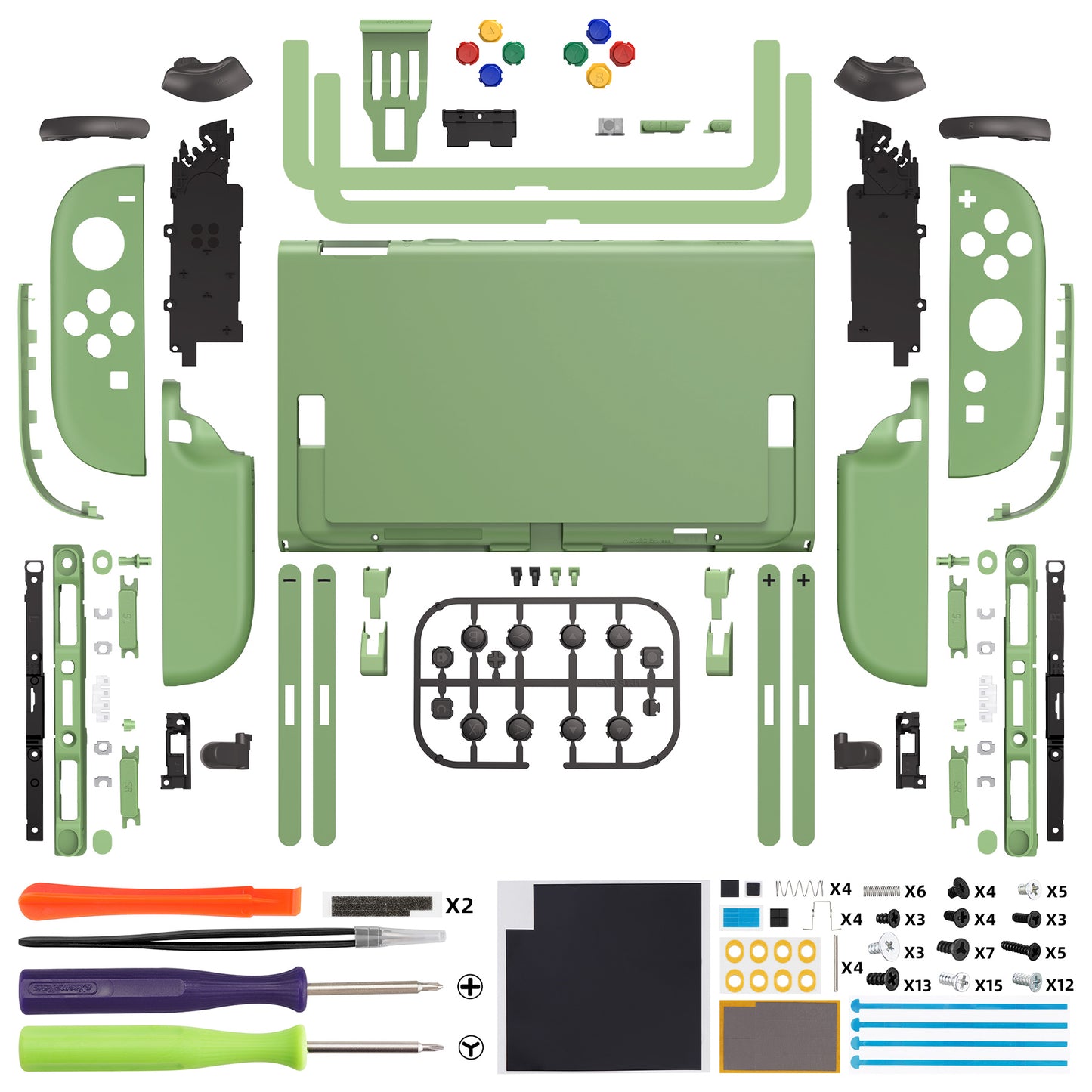 eXtremeRate DIY Replacement Full Set Shells with Buttons for Nintendo Switch 2 - Deluxe Version - Matcha Green