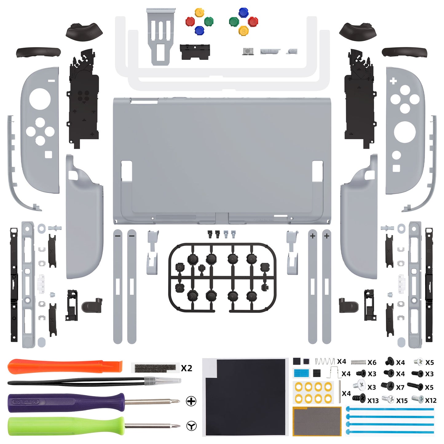 eXtremeRate DIY Replacement Full Set Shells with Buttons for Nintendo Switch 2 - Deluxe Version - New Hope Gray
