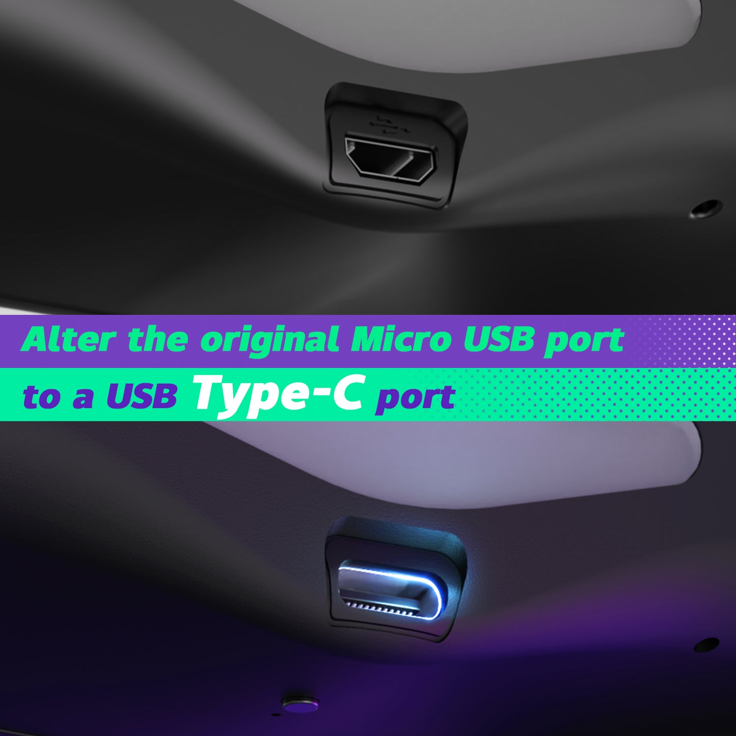 eXtremeRate Dawn Type-C Version Remap Kit for PS4 Slim Pro Controller JDM-040/050/055 - Black