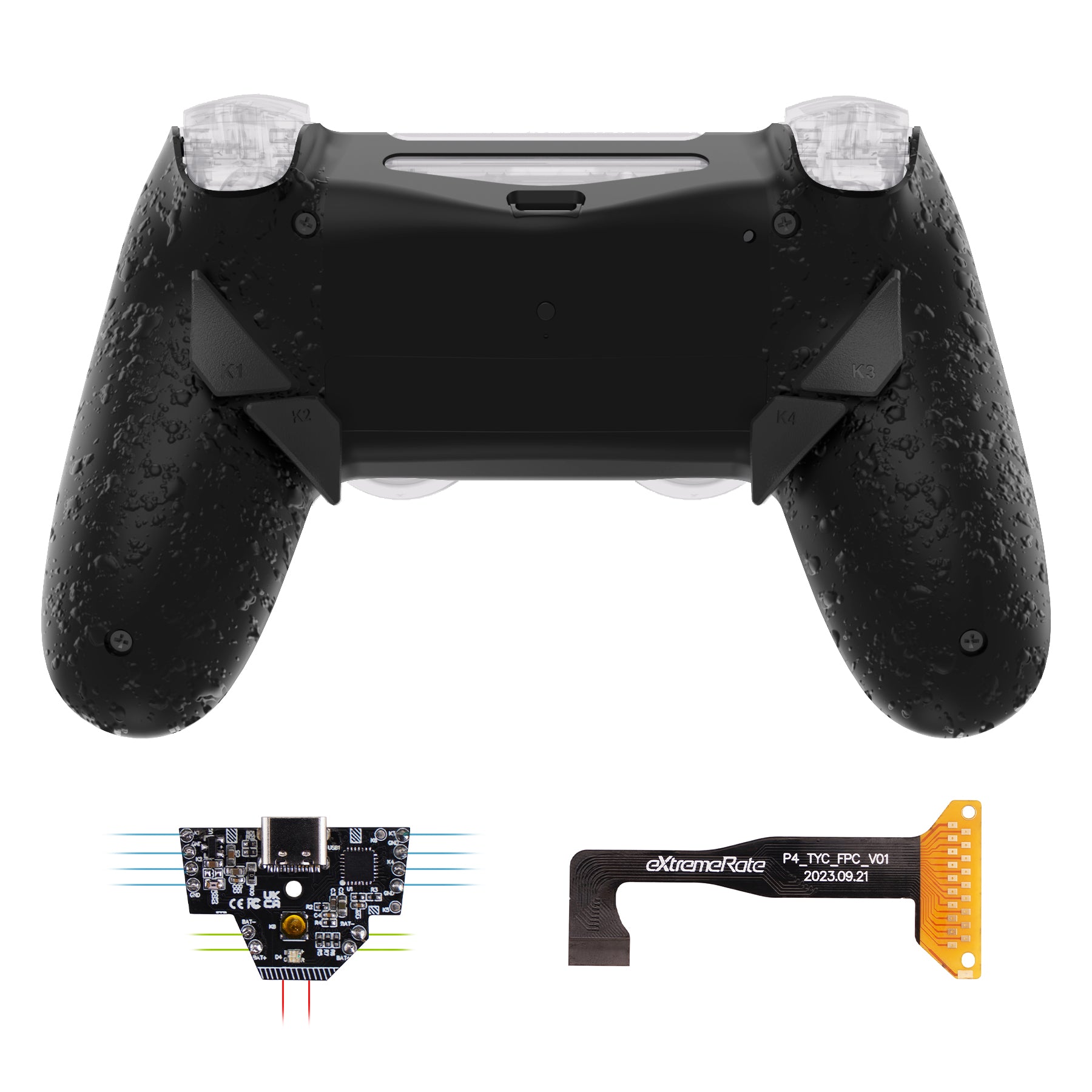 eXtremeRate Dawn Type-C Version Remap Kit for PS4 Slim Pro Controller JDM-040/050/055 - Textured Black eXtremeRate