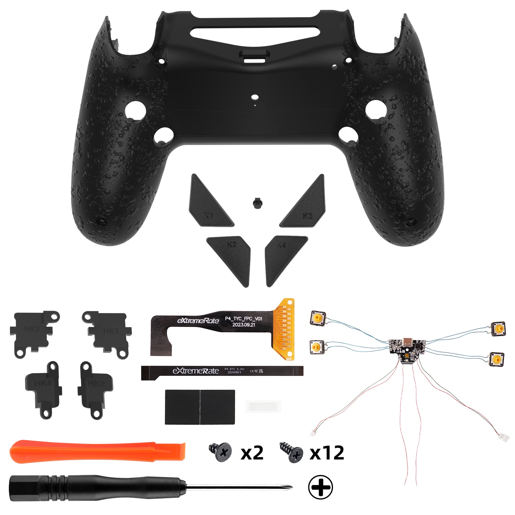 eXtremeRate Dawn Type-C Version Remap Kit for PS4 Slim Pro Controller JDM-040/050/055 - Textured Black eXtremeRate