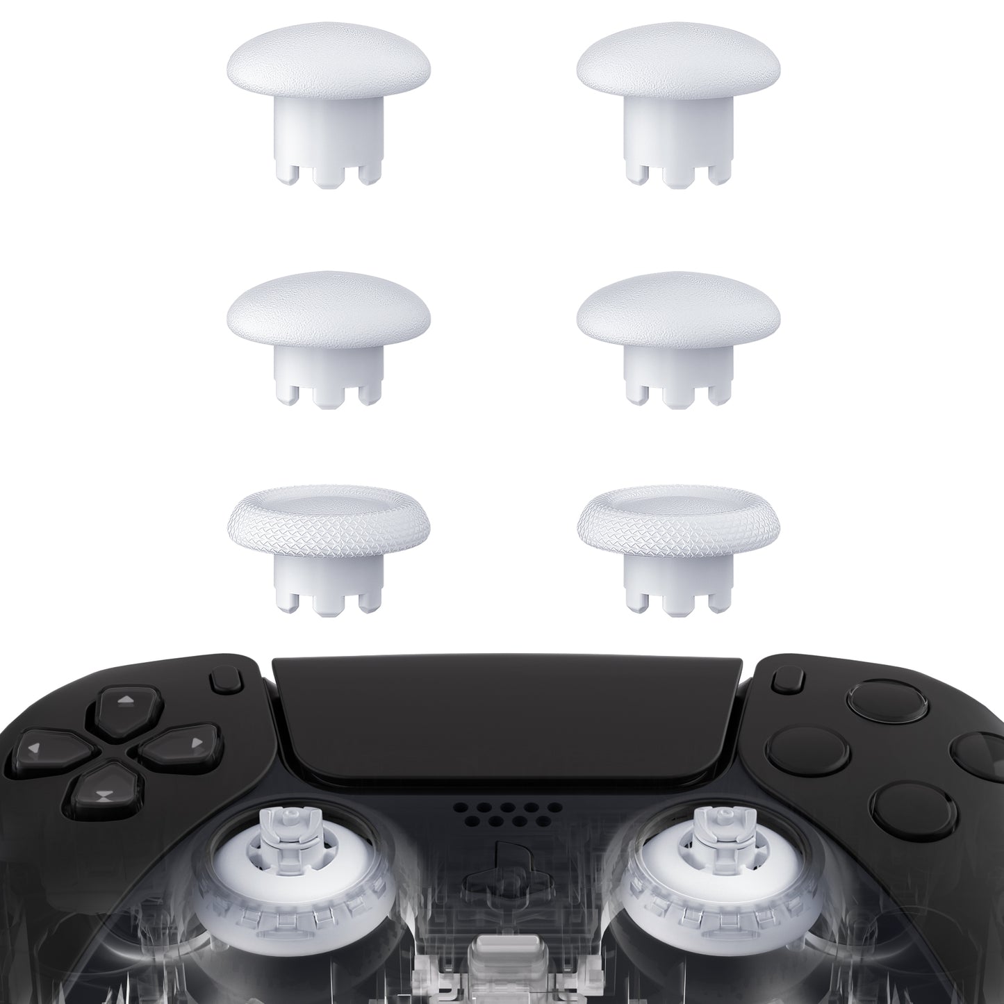 eXtremeRate EDGE Sticks Replacement Interchangeable Thumbsticks for PS5 & PS4 All Model Controllers - Robot White