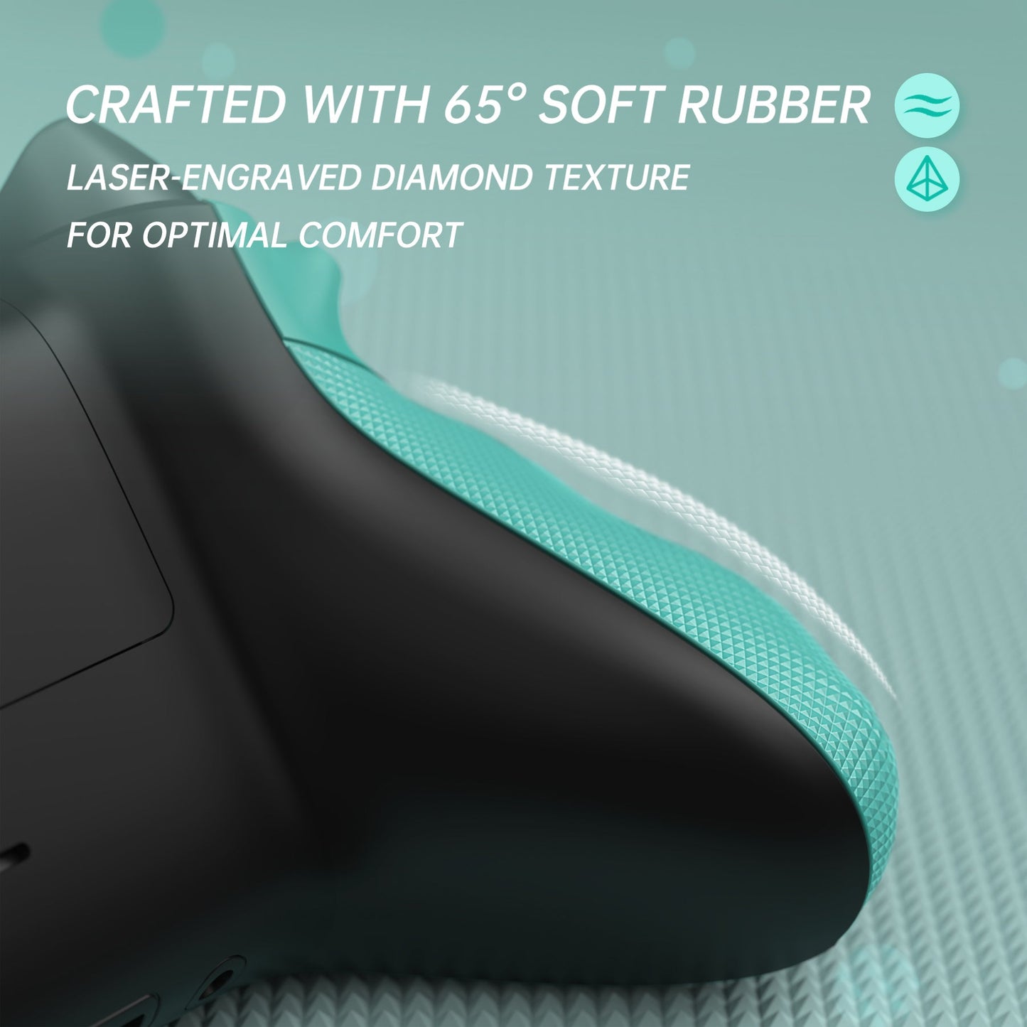 eXtremeRate FLEXOR Rubberized Side Rails Grips Trigger Stop Kit for Xbox Series X/S Controller & Xbox Core Controller - Teal Green eXtremeRate