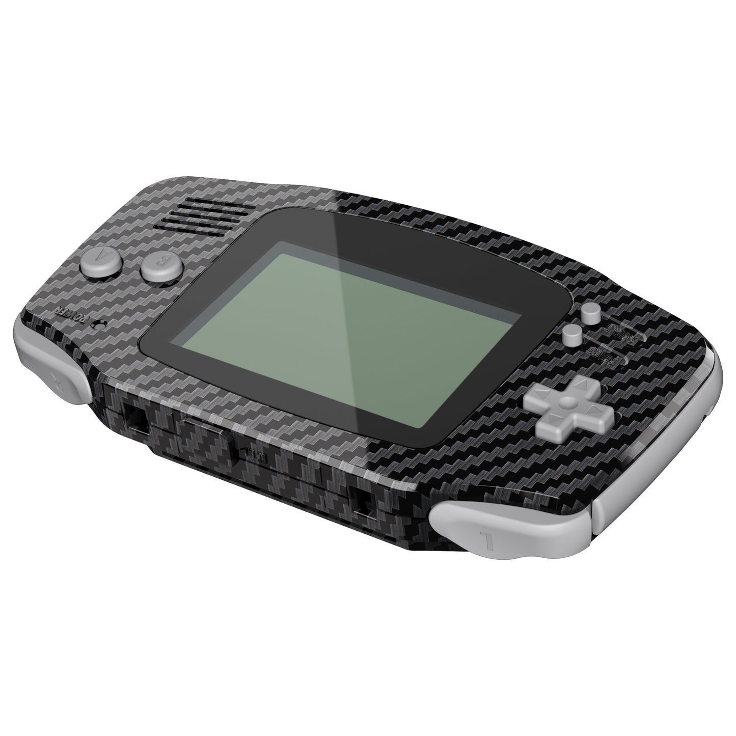 eXtremeRate IPS Ready Upgraded GBA Replacement Full Set Shells with Buttons for Gameboy Advance, Compatible with Both IPS & Standard LCD - Graphite Carbon Fiber