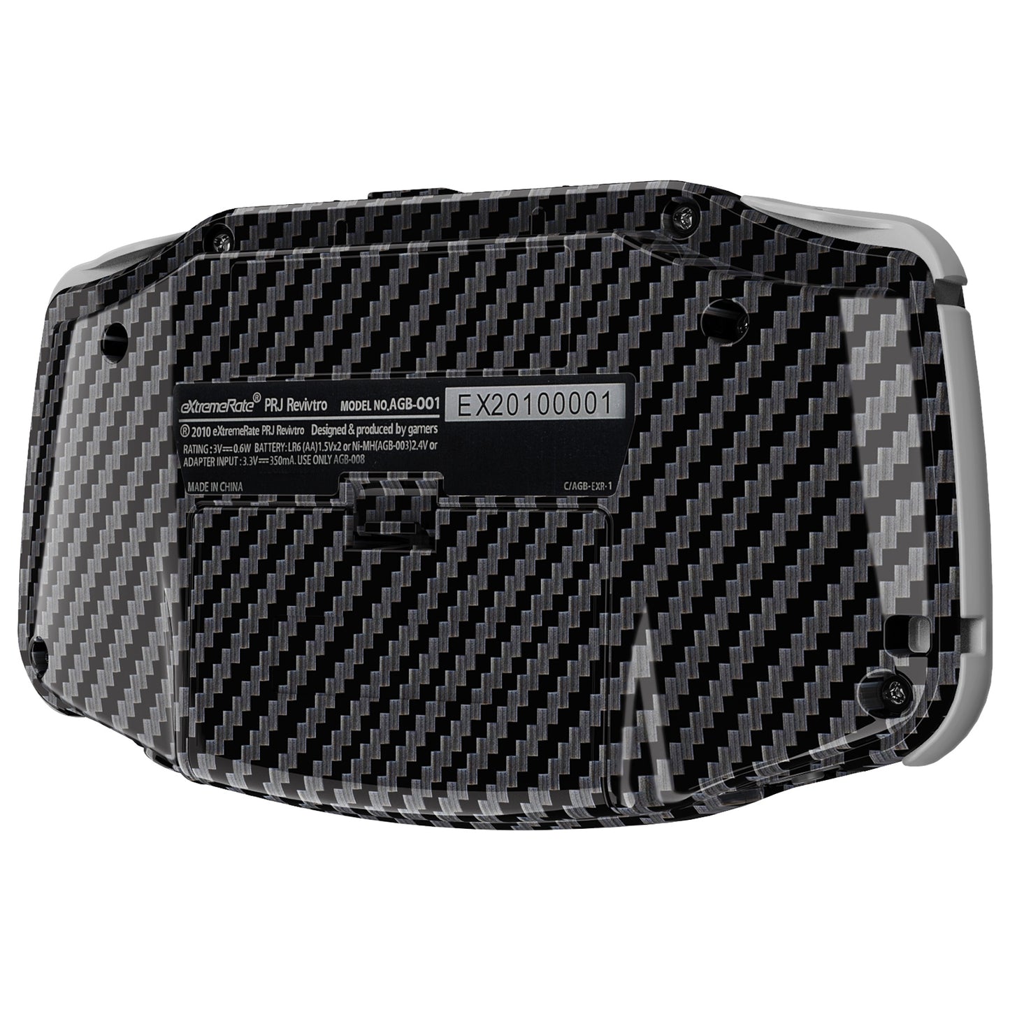 eXtremeRate IPS Ready Upgraded GBA Replacement Full Set Shells with Buttons for Gameboy Advance, Compatible with Both IPS & Standard LCD - Graphite Carbon Fiber