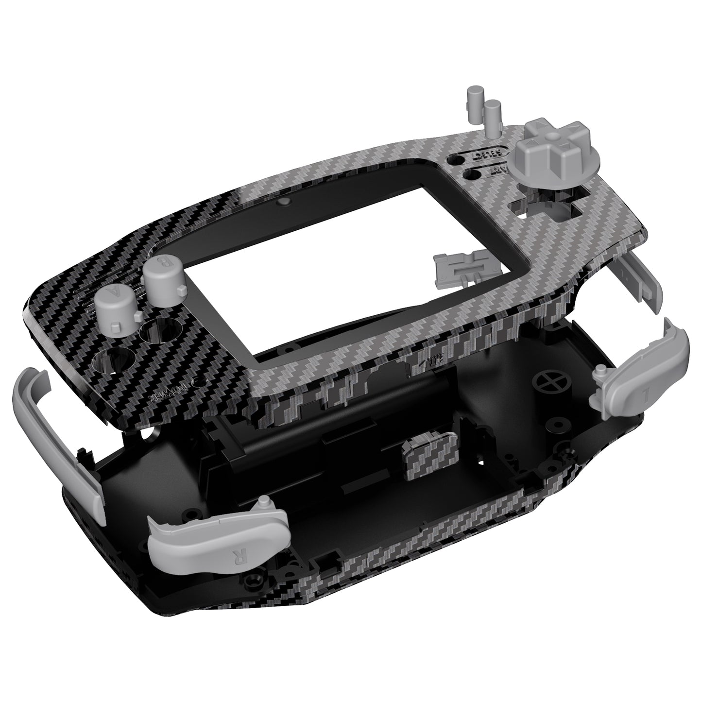 eXtremeRate IPS Ready Upgraded GBA Replacement Full Set Shells with Buttons for Gameboy Advance, Compatible with Both IPS & Standard LCD - Graphite Carbon Fiber