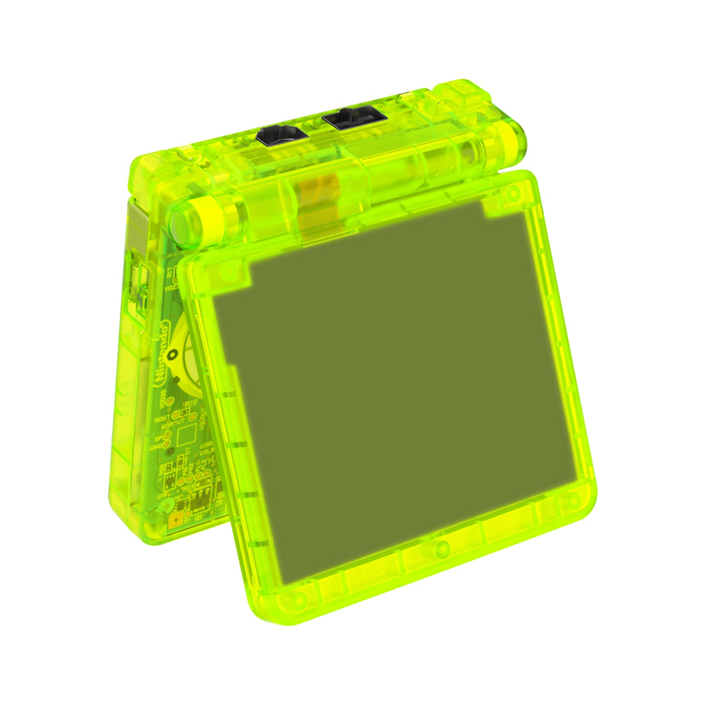 eXtremeRate IPS Ready Upgraded Replacement Full Set Shells with Buttons for Gameboy Advance SP GBA SP, Compatible with Both IPS & Standard LCD - Clear Lime Green