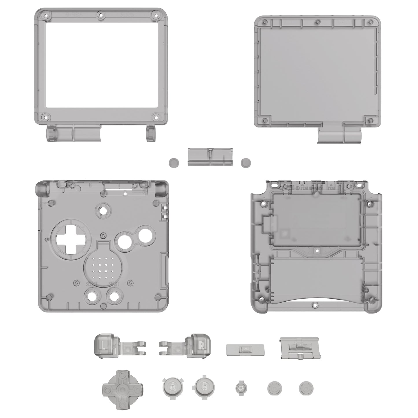 eXtremeRate IPS Ready Upgraded Replacement Full Set Shells with Buttons for Gameboy Advance SP GBA SP, Compatible with Both IPS & Standard LCD - Clear Black